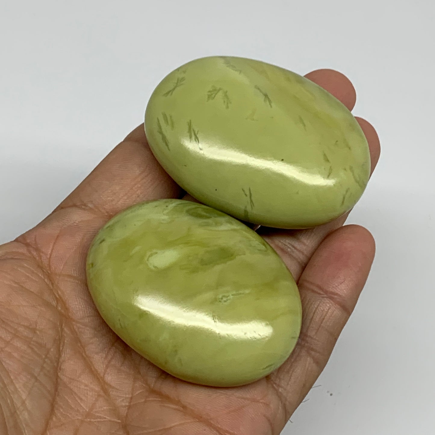 124.4g, 2"- 2.2", 2pcs, Natural Serpentine Palm-Stone Gemstone, B34617