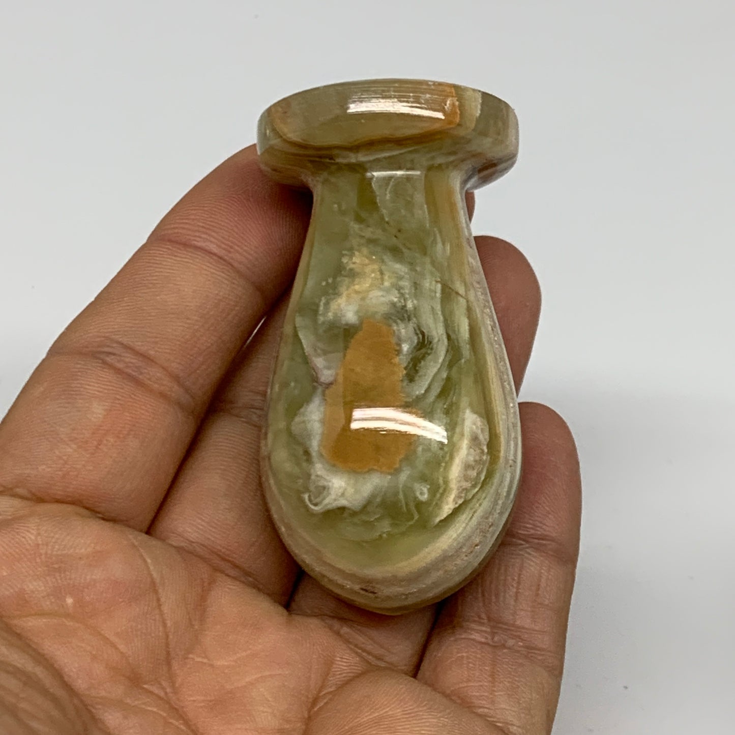 0.67 lbs,  2.2"x2.4", Natural Green Onyx Crystal Pestle and Mortar Handmade, B32