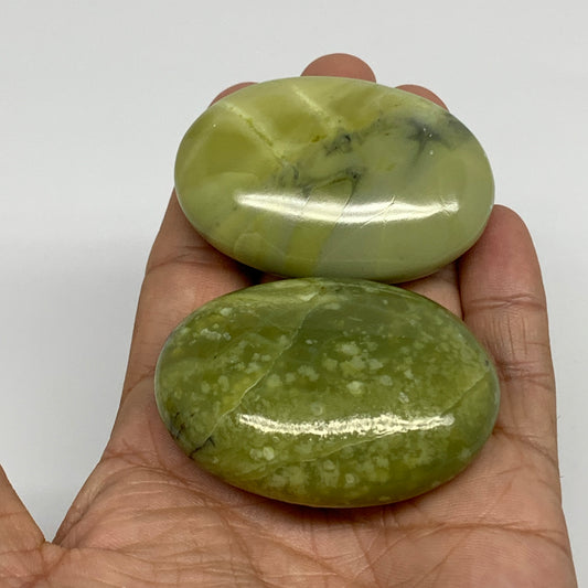 140g, 2.2"- 2.2", 2pcs, Natural Serpentine Palm-Stone Gemstone, B34619