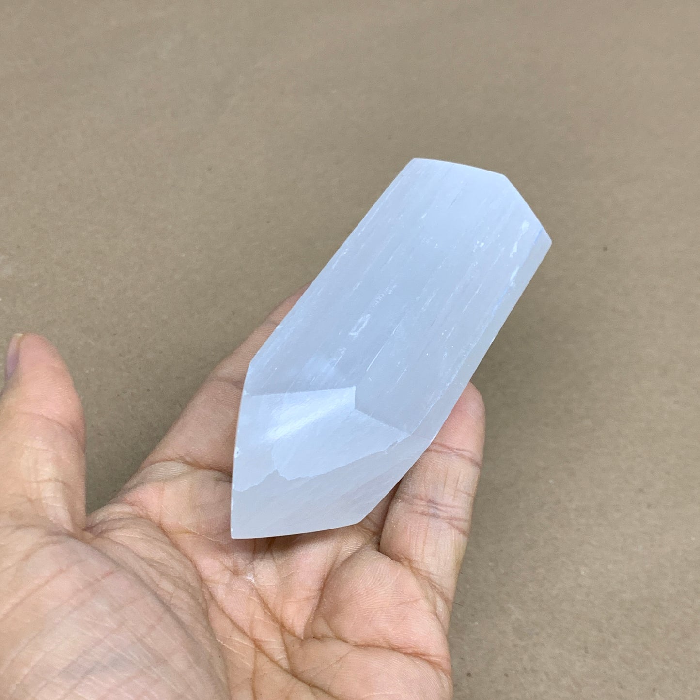 180g, 3.8"x1.4"x1.6", Selenite (Satin Spar) Crystal Tower Point, B36005