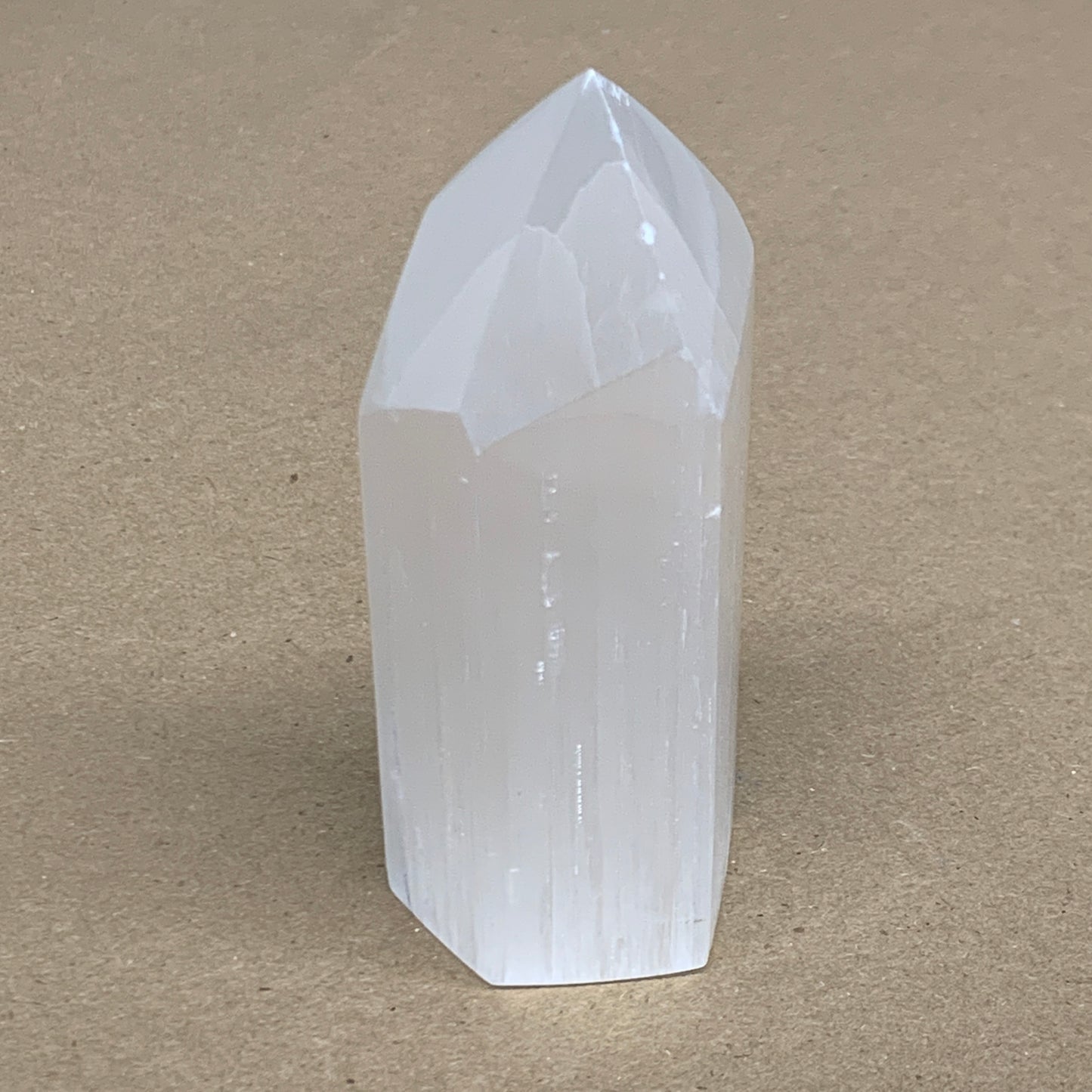 180g, 3.8"x1.4"x1.6", Selenite (Satin Spar) Crystal Tower Point, B36005