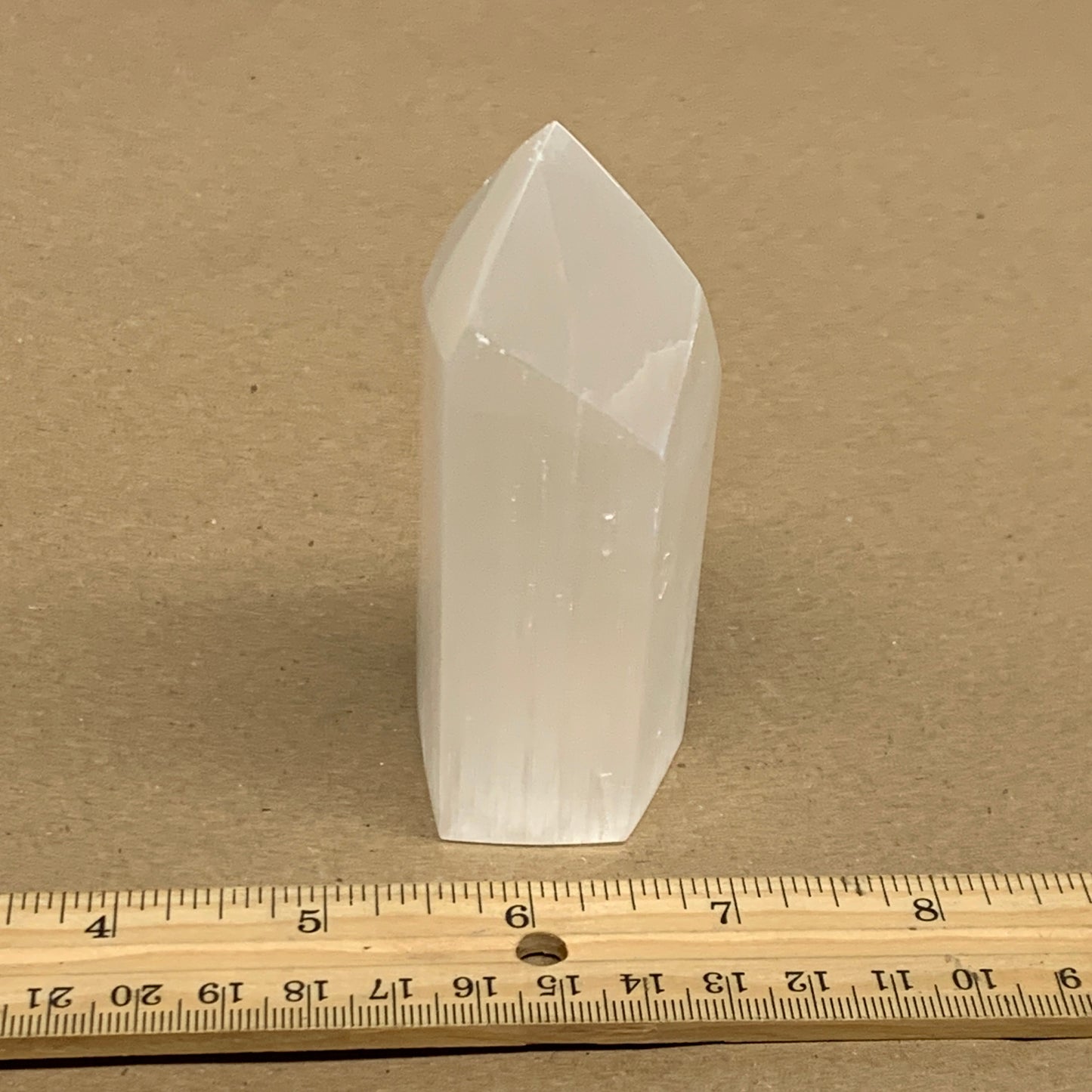 180g, 3.8"x1.4"x1.6", Selenite (Satin Spar) Crystal Tower Point, B36005