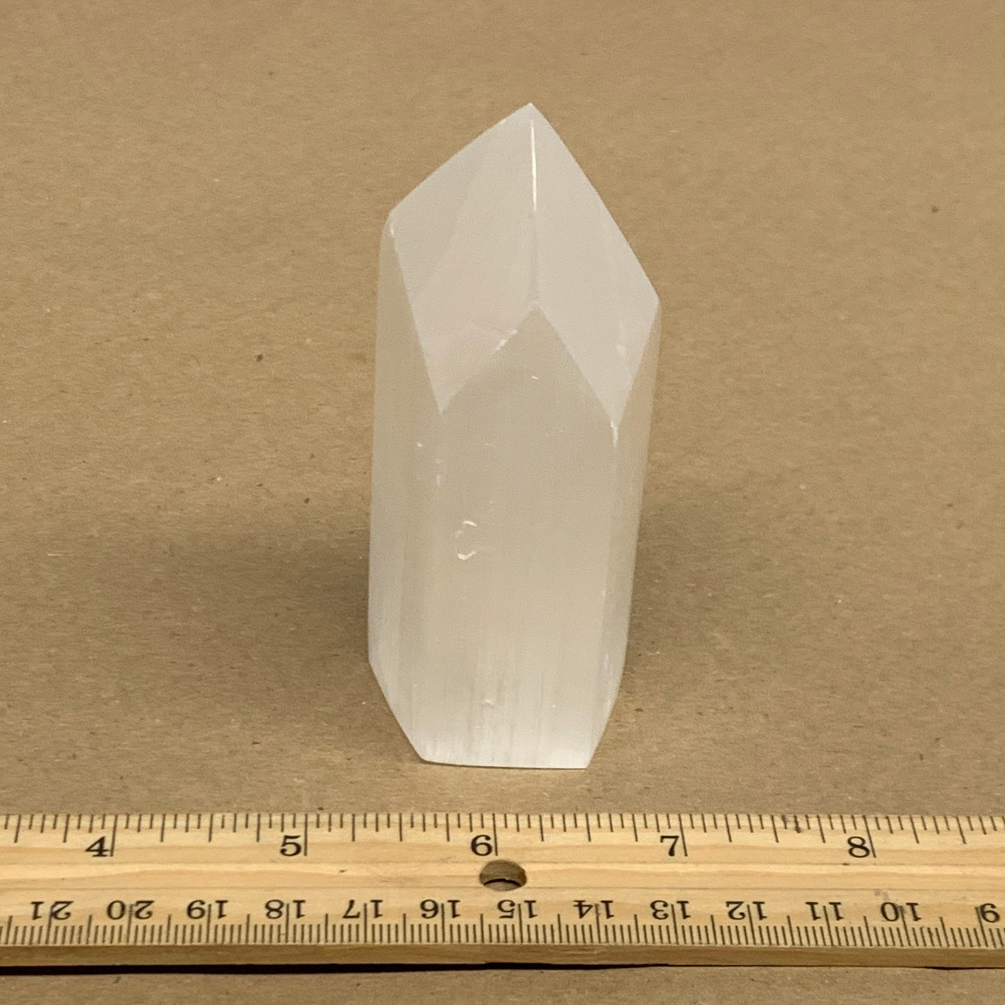 180g, 3.8"x1.4"x1.6", Selenite (Satin Spar) Crystal Tower Point, B36005