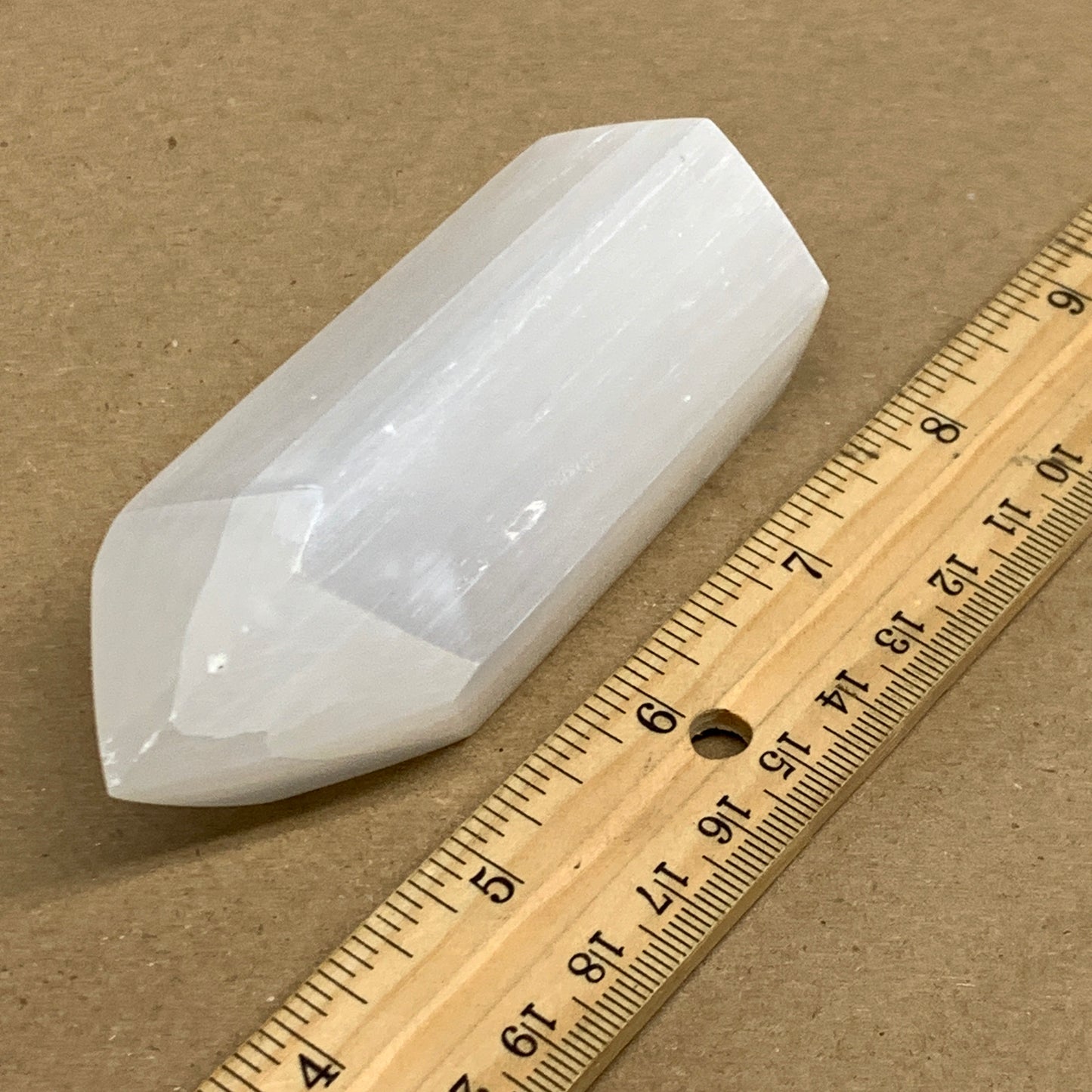 180g, 3.8"x1.4"x1.6", Selenite (Satin Spar) Crystal Tower Point, B36005