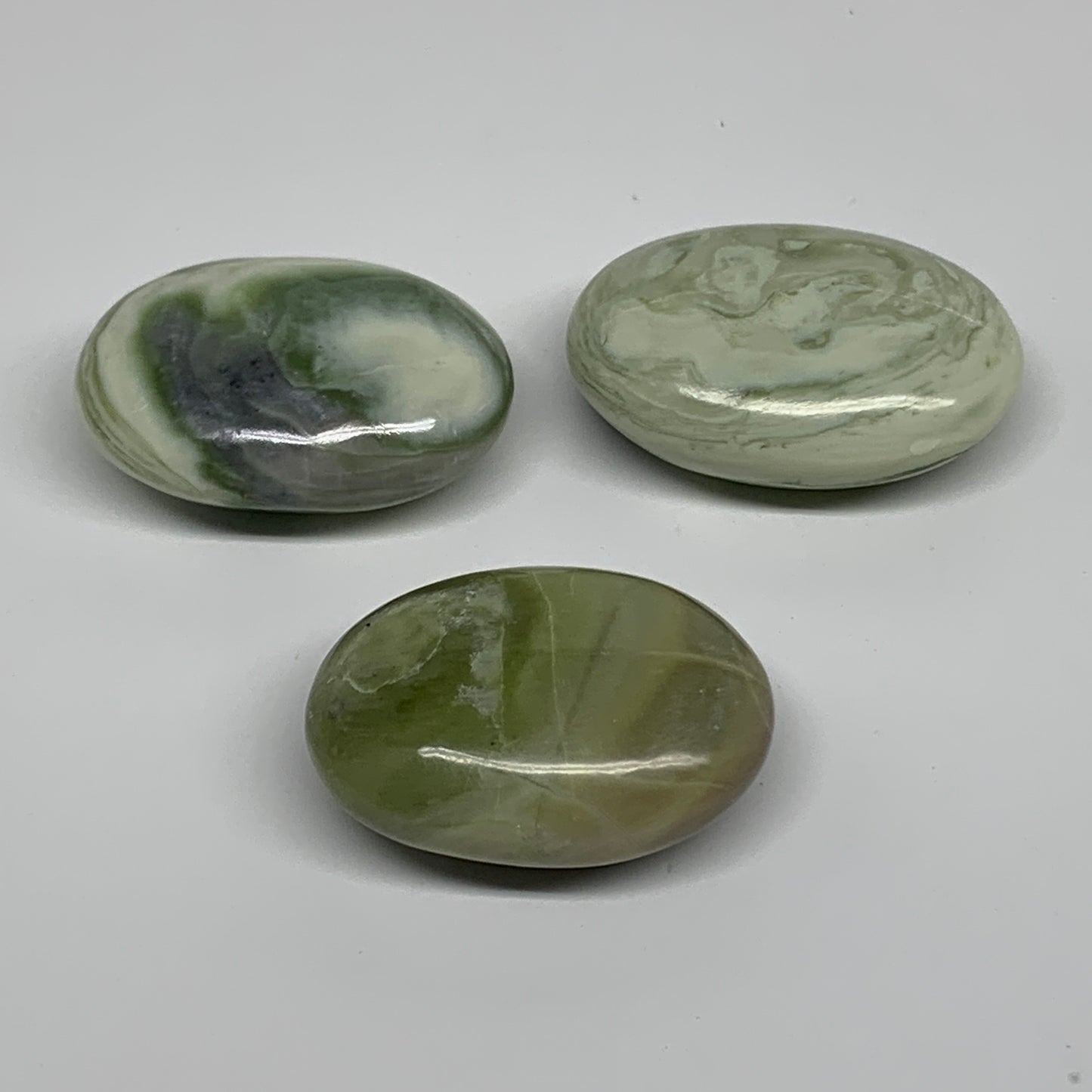 159.9g, 1.9"- 2.1", 3pcs, Natural Serpentine Palm-Stone Gemstone, B34623