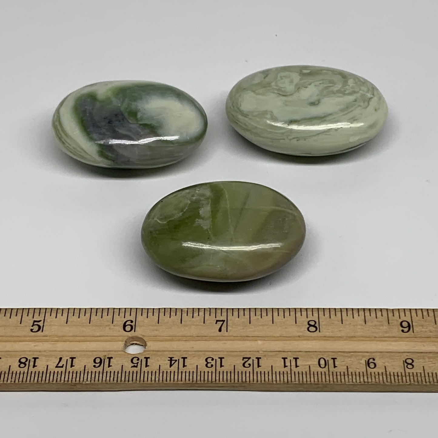 159.9g, 1.9"- 2.1", 3pcs, Natural Serpentine Palm-Stone Gemstone, B34623