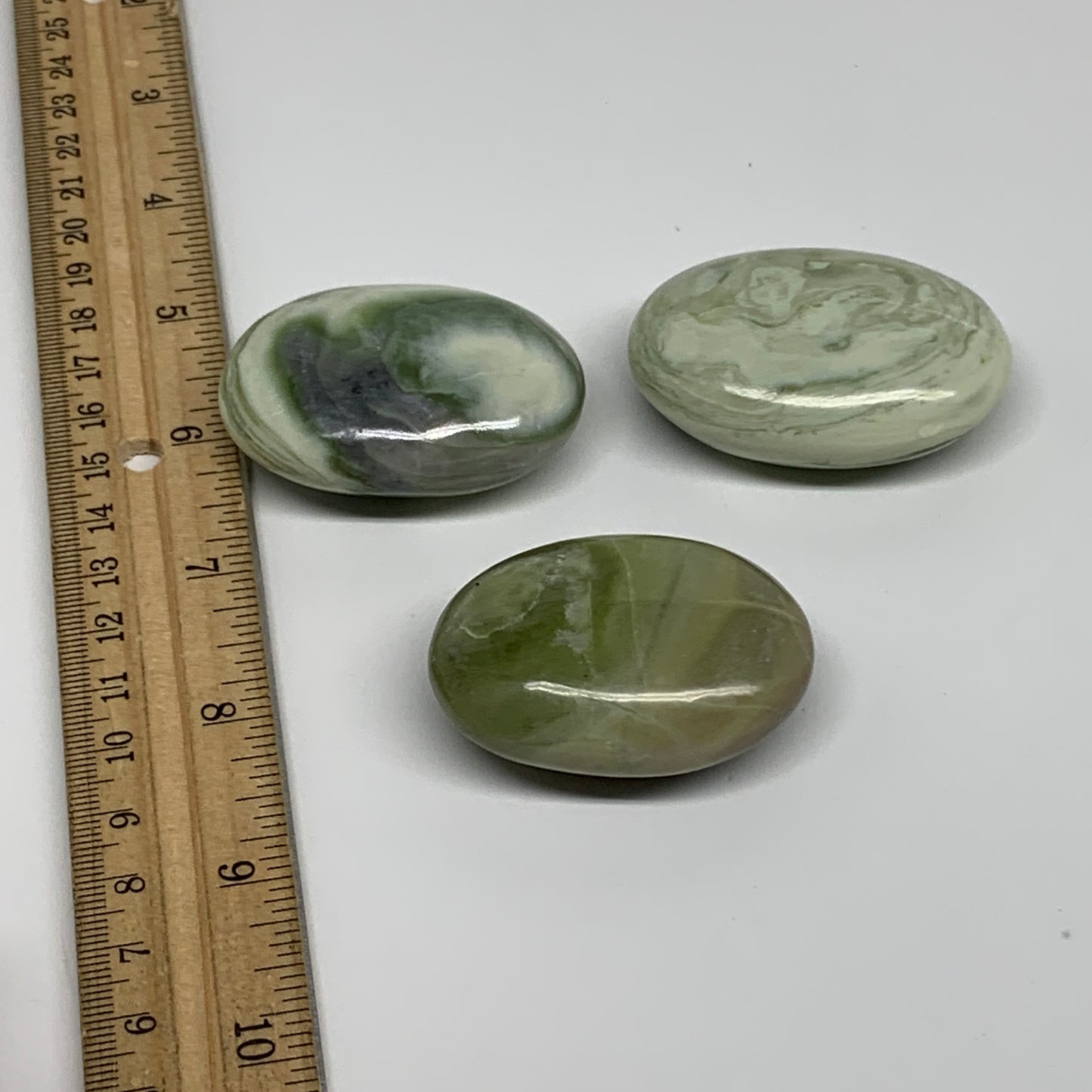 159.9g, 1.9"- 2.1", 3pcs, Natural Serpentine Palm-Stone Gemstone, B34623