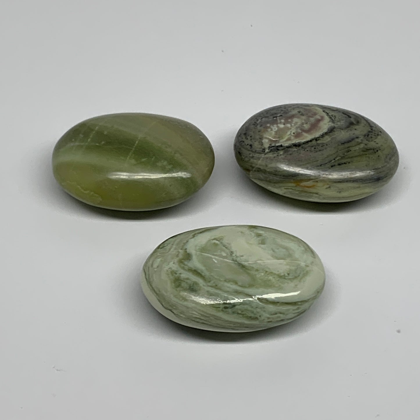 164.3g, 2"- 2.1", 3pcs, Natural Serpentine Palm-Stone Gemstone, B34624