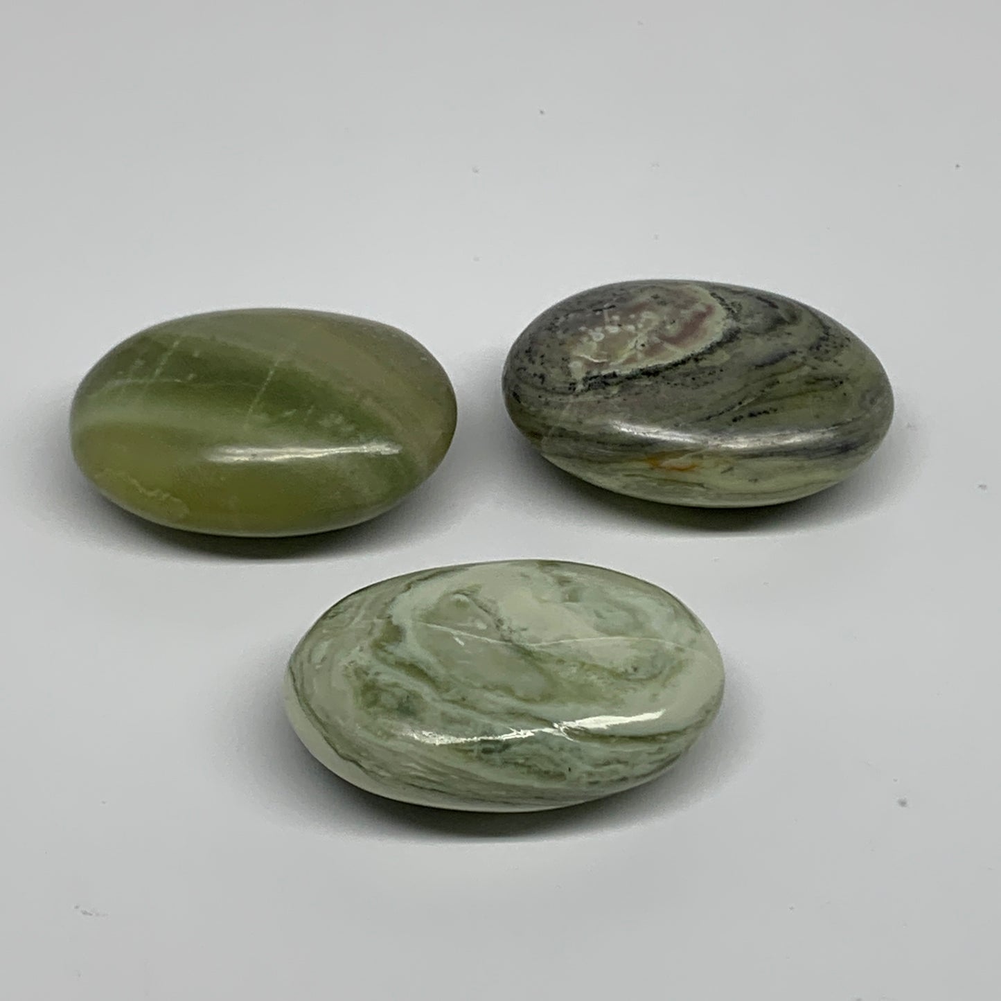 164.3g, 2"- 2.1", 3pcs, Natural Serpentine Palm-Stone Gemstone, B34624