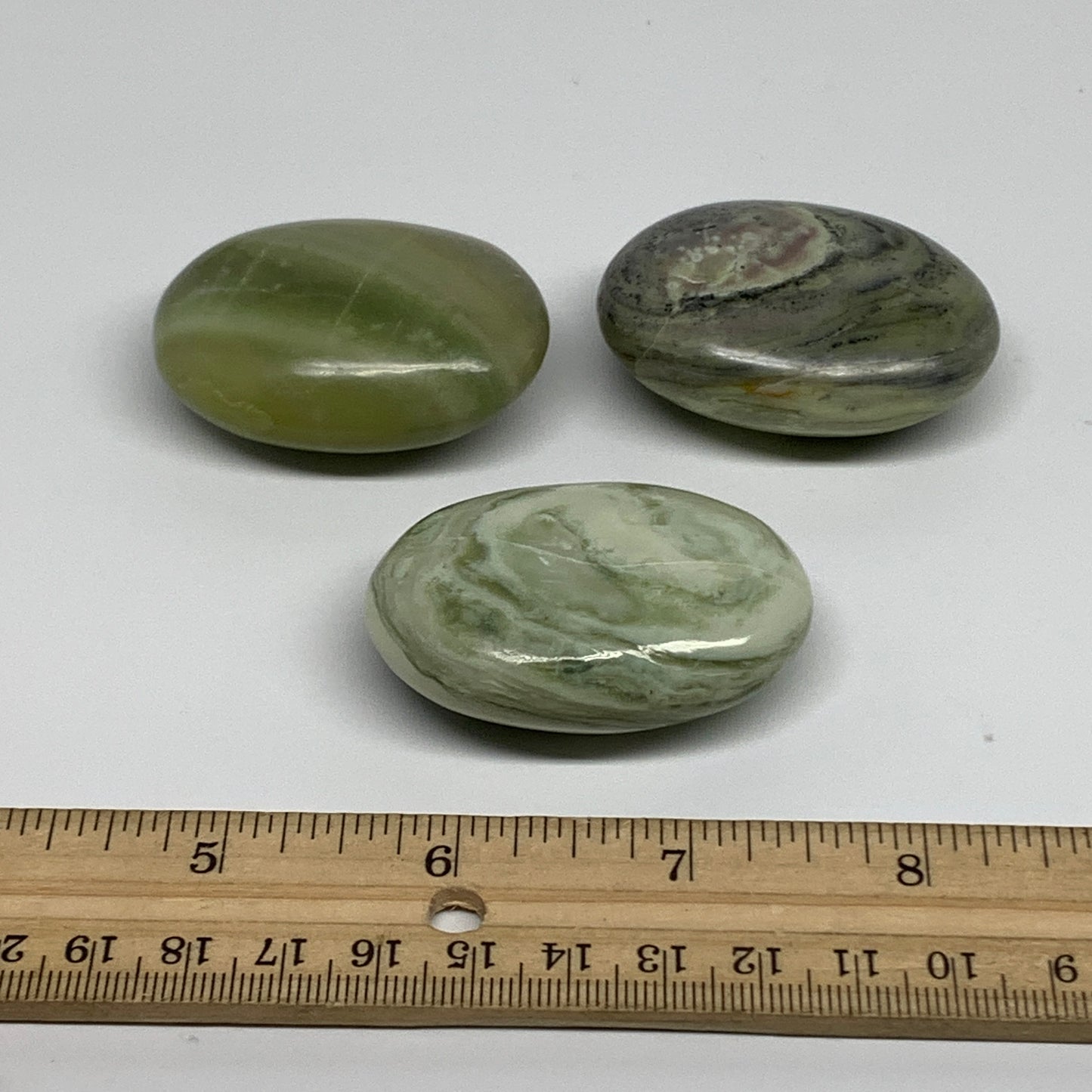 164.3g, 2"- 2.1", 3pcs, Natural Serpentine Palm-Stone Gemstone, B34624