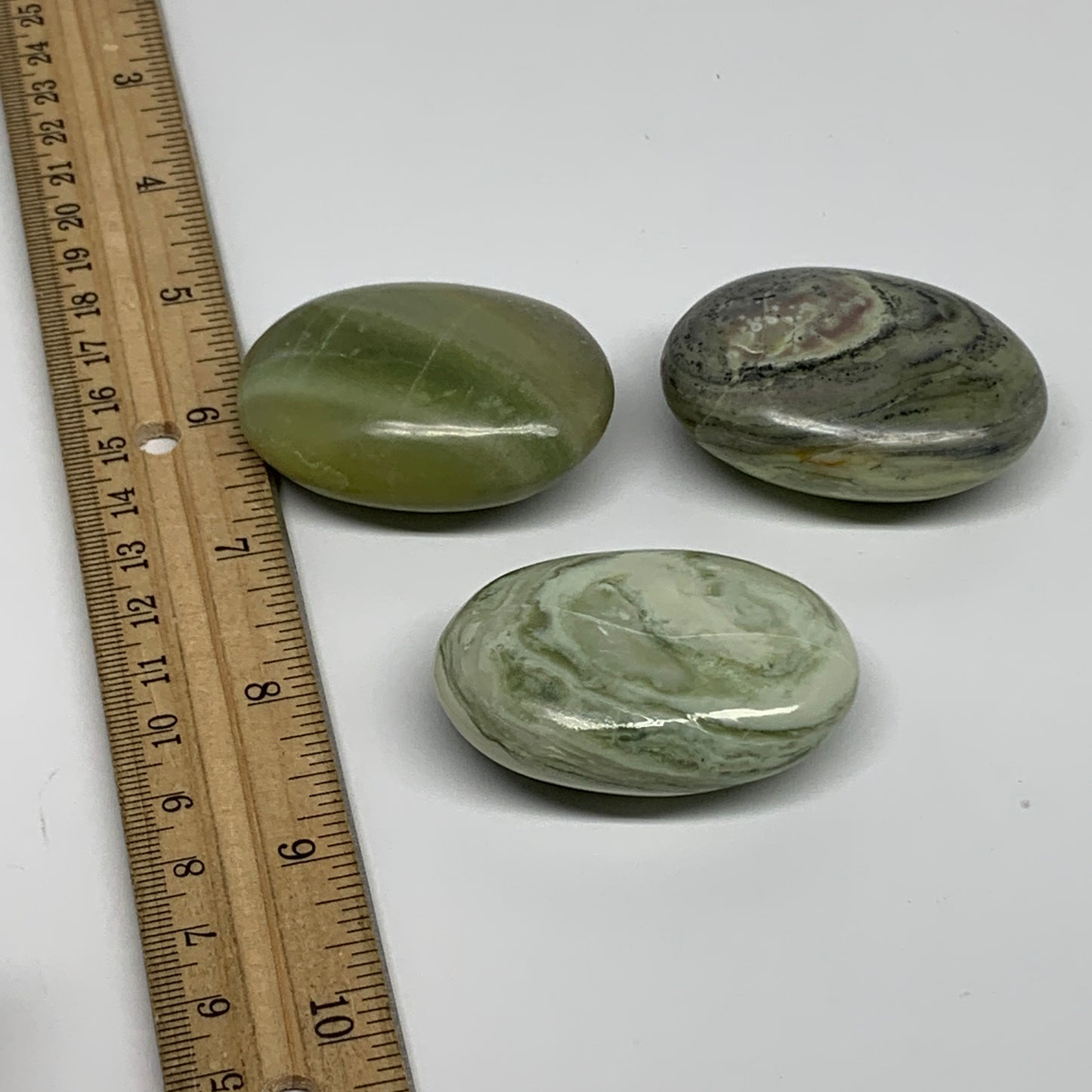 164.3g, 2"- 2.1", 3pcs, Natural Serpentine Palm-Stone Gemstone, B34624