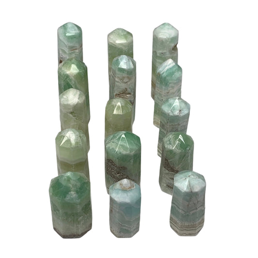 2.27 lbs, 1.9" - 3.1", 15 pcs, Caribbean Calcite Towers/Obelisks, B26379