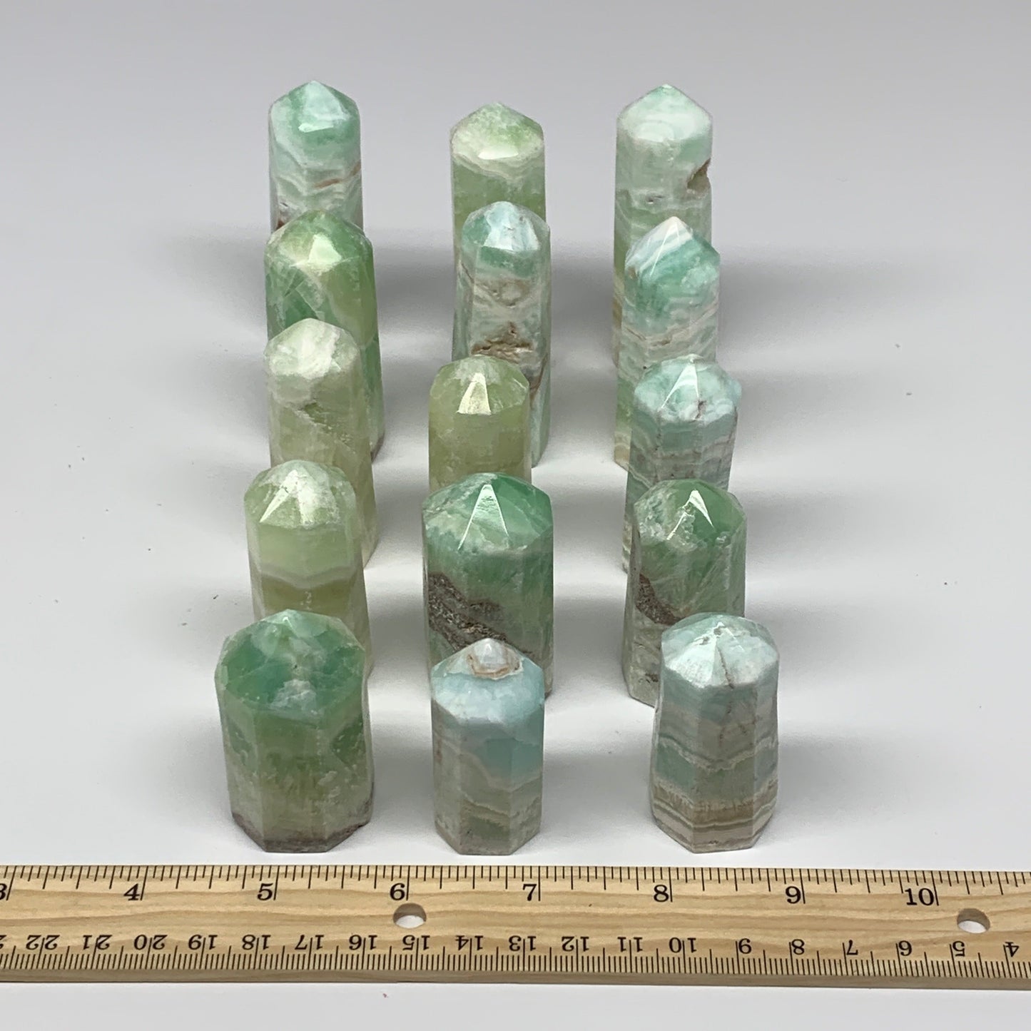 2.27 lbs, 1.9" - 3.1", 15 pcs, Caribbean Calcite Towers/Obelisks, B26379