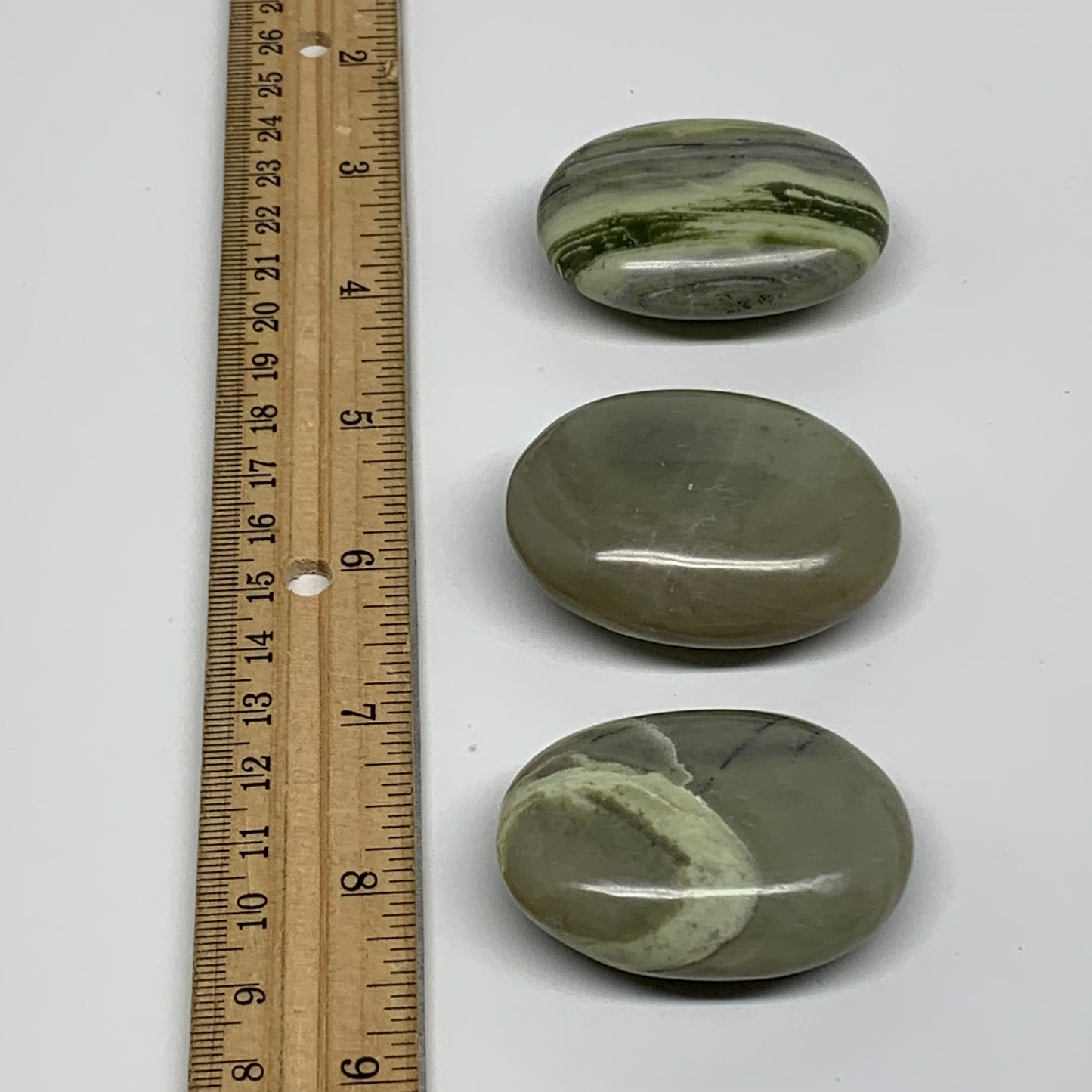 153.4g, 2"- 2", 3pcs, Natural Serpentine Palm-Stone Gemstone, B34625