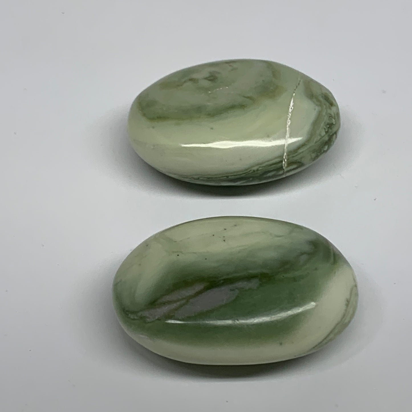 135.6g, 2.1"- 2.2", 2pcs, Natural Serpentine Palm-Stone Gemstone, B34627