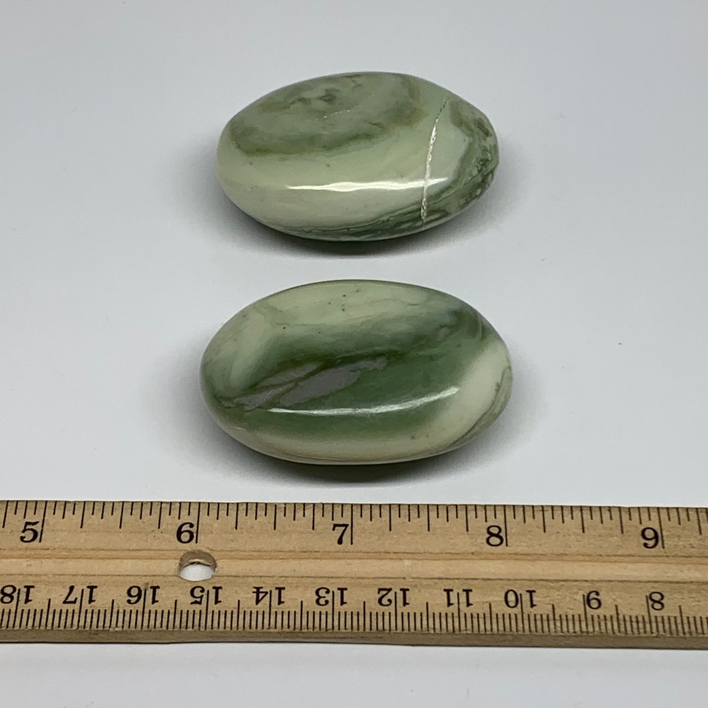 135.6g, 2.1"- 2.2", 2pcs, Natural Serpentine Palm-Stone Gemstone, B34627