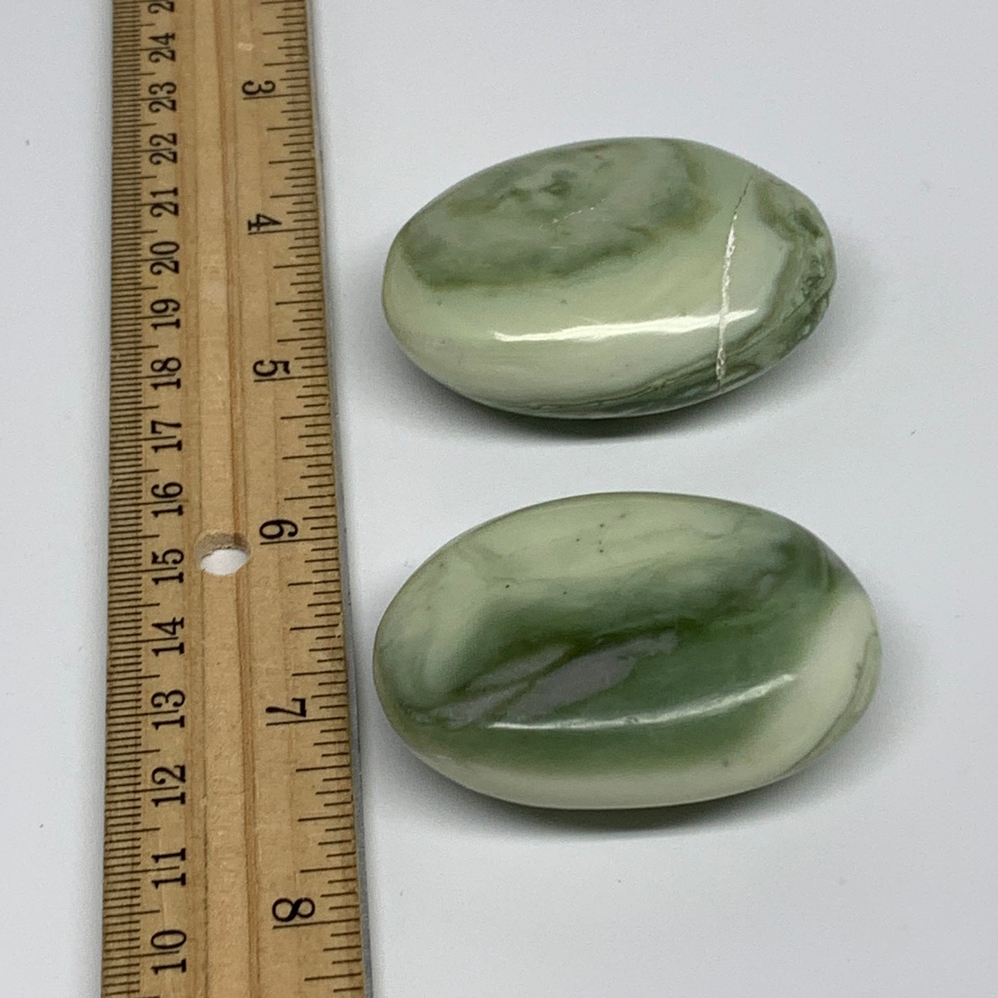 135.6g, 2.1"- 2.2", 2pcs, Natural Serpentine Palm-Stone Gemstone, B34627