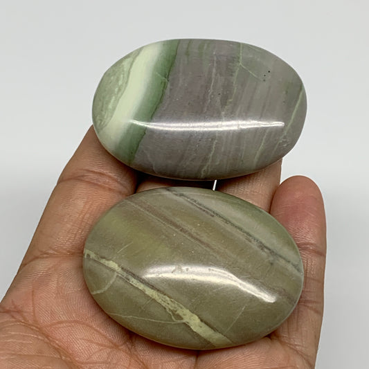 117.7g, 2"- 2.1", 2pcs, Natural Serpentine Palm-Stone Gemstone, B34632