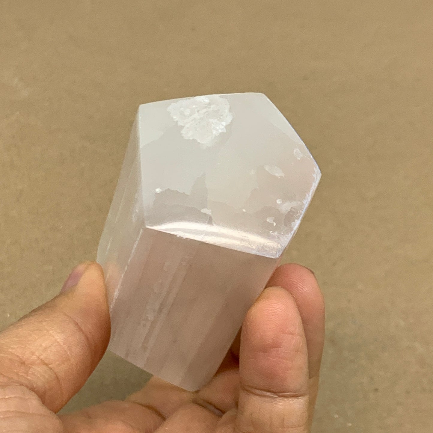 202g, 3.9"x1.6", Selenite (Satin Spar) Crystal Tower Point, B36018