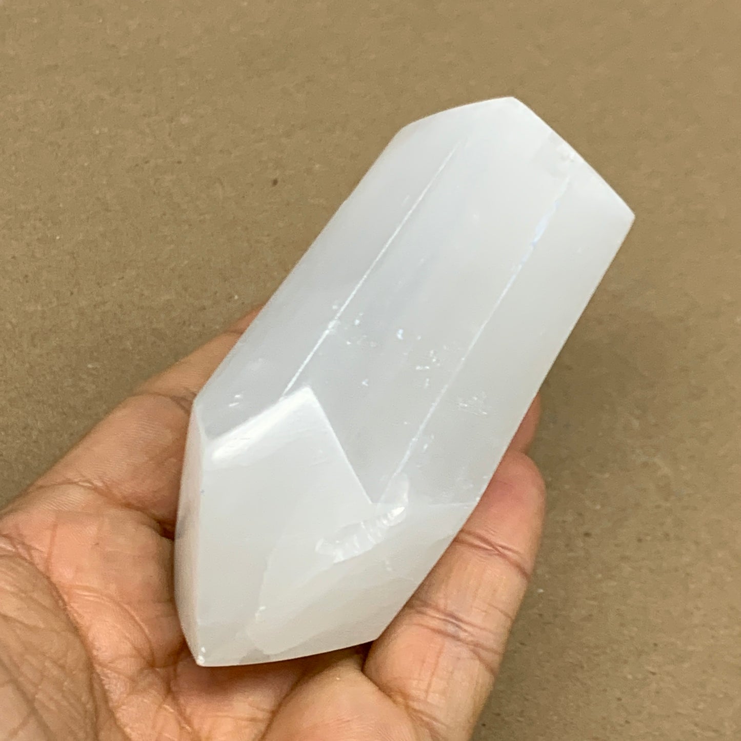 202g, 3.9"x1.6", Selenite (Satin Spar) Crystal Tower Point, B36018