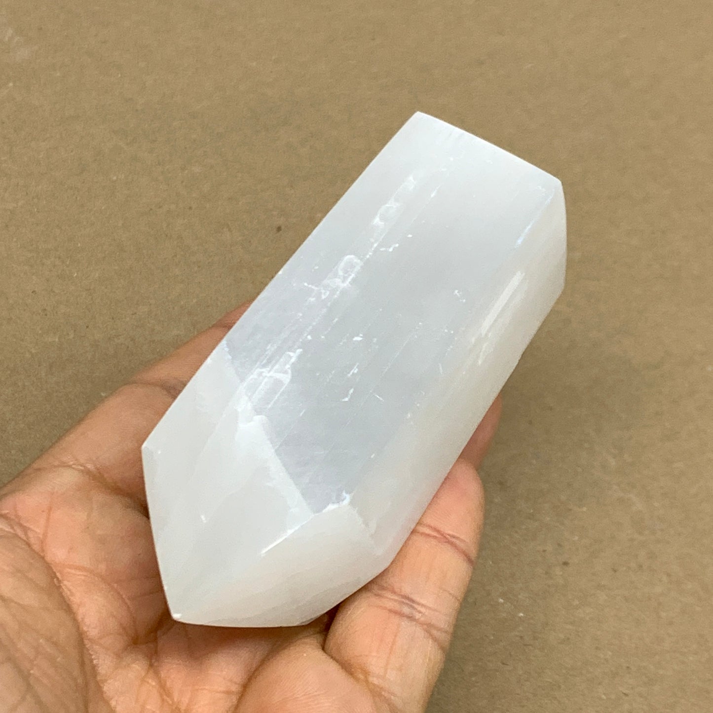 202g, 3.9"x1.6", Selenite (Satin Spar) Crystal Tower Point, B36018