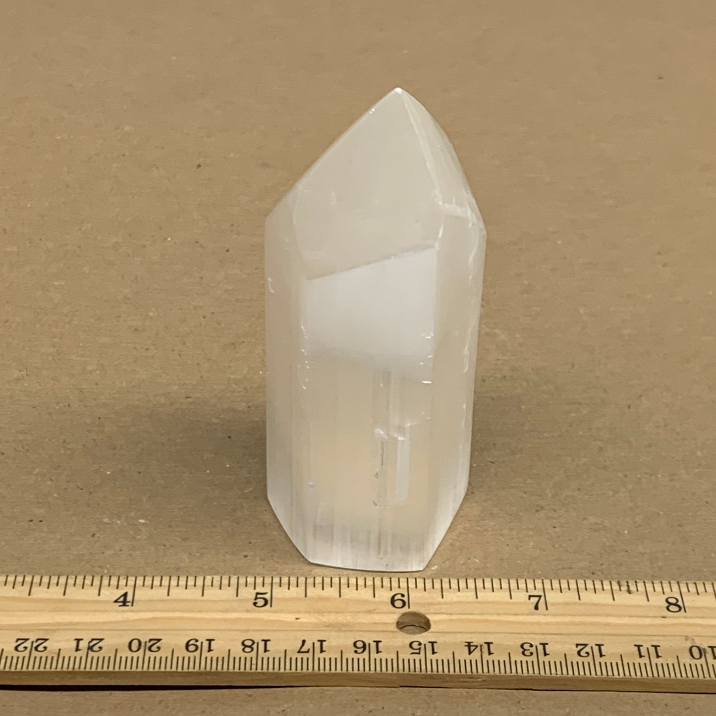 202g, 3.9"x1.6", Selenite (Satin Spar) Crystal Tower Point, B36018