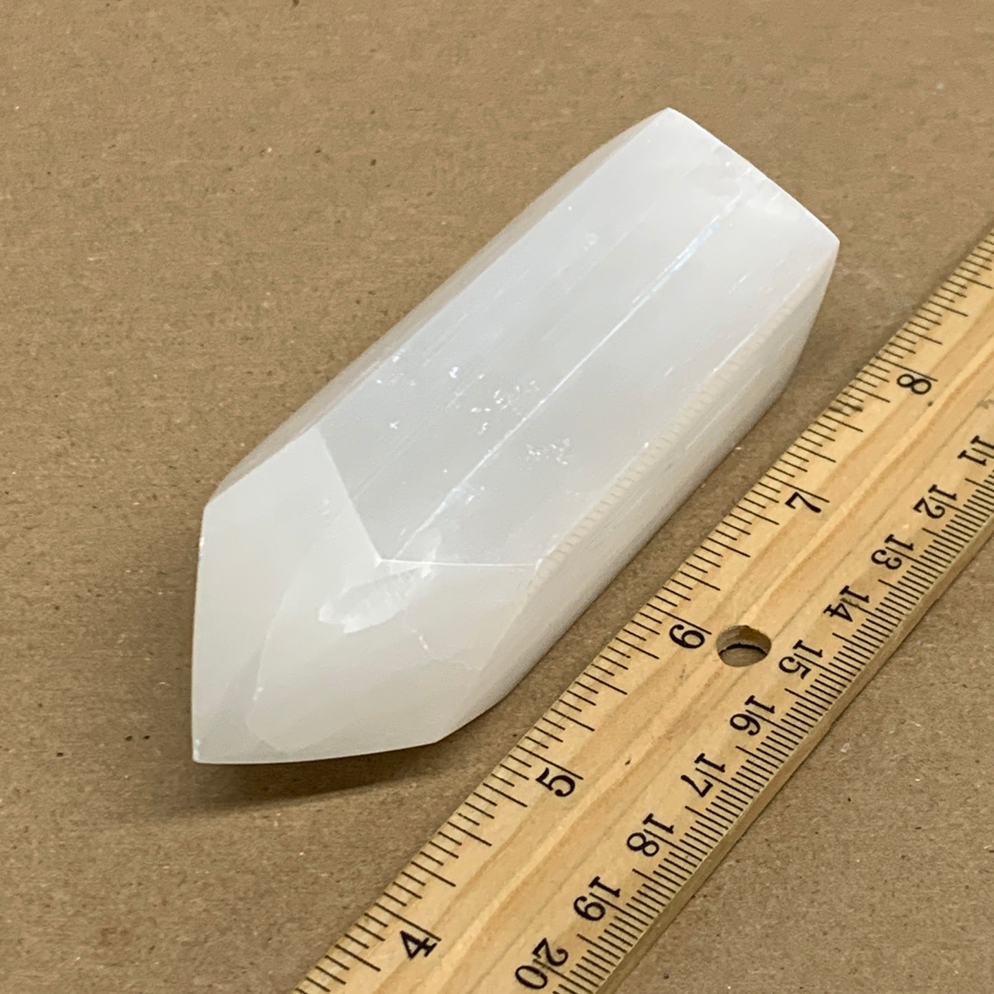 202g, 3.9"x1.6", Selenite (Satin Spar) Crystal Tower Point, B36018