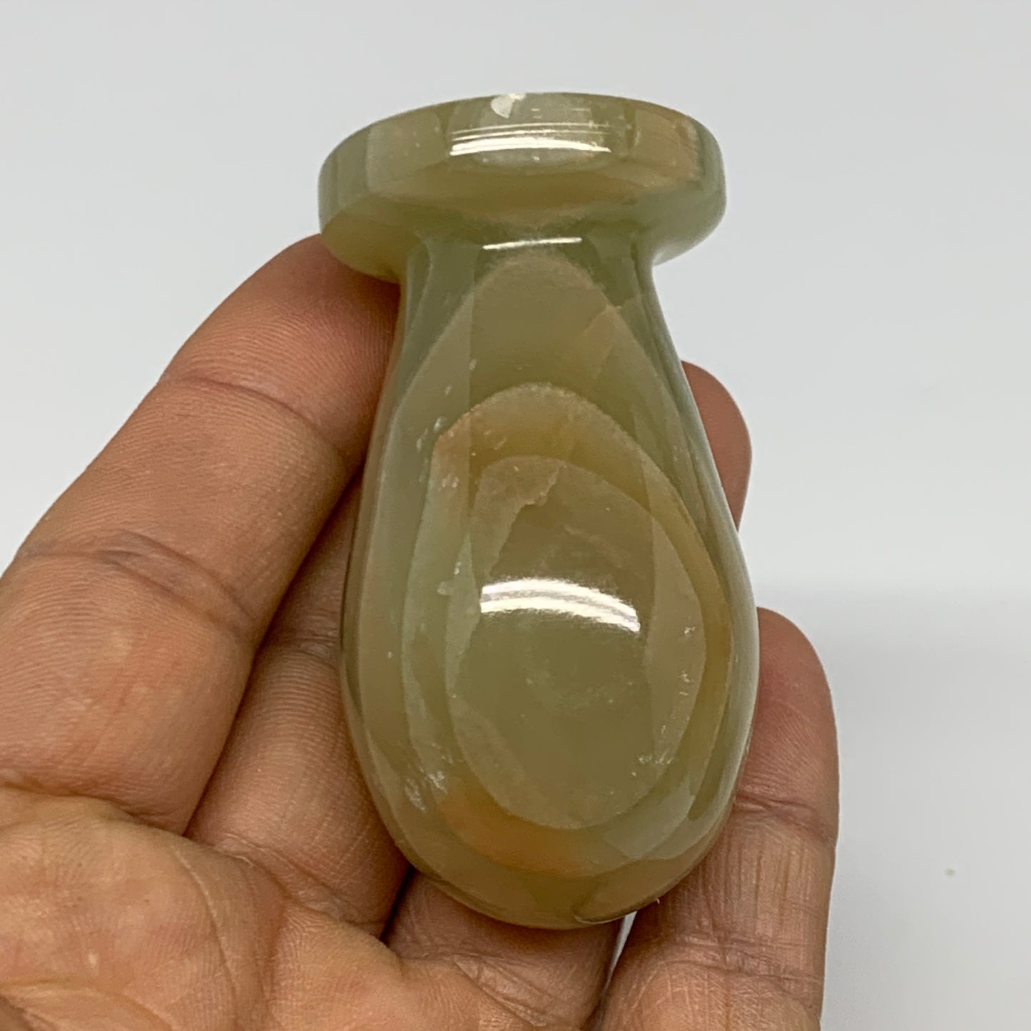 0.74 lbs, 2.3"x2.5", Natural Green Onyx Crystal Pestle and Mortar Handmade, B325