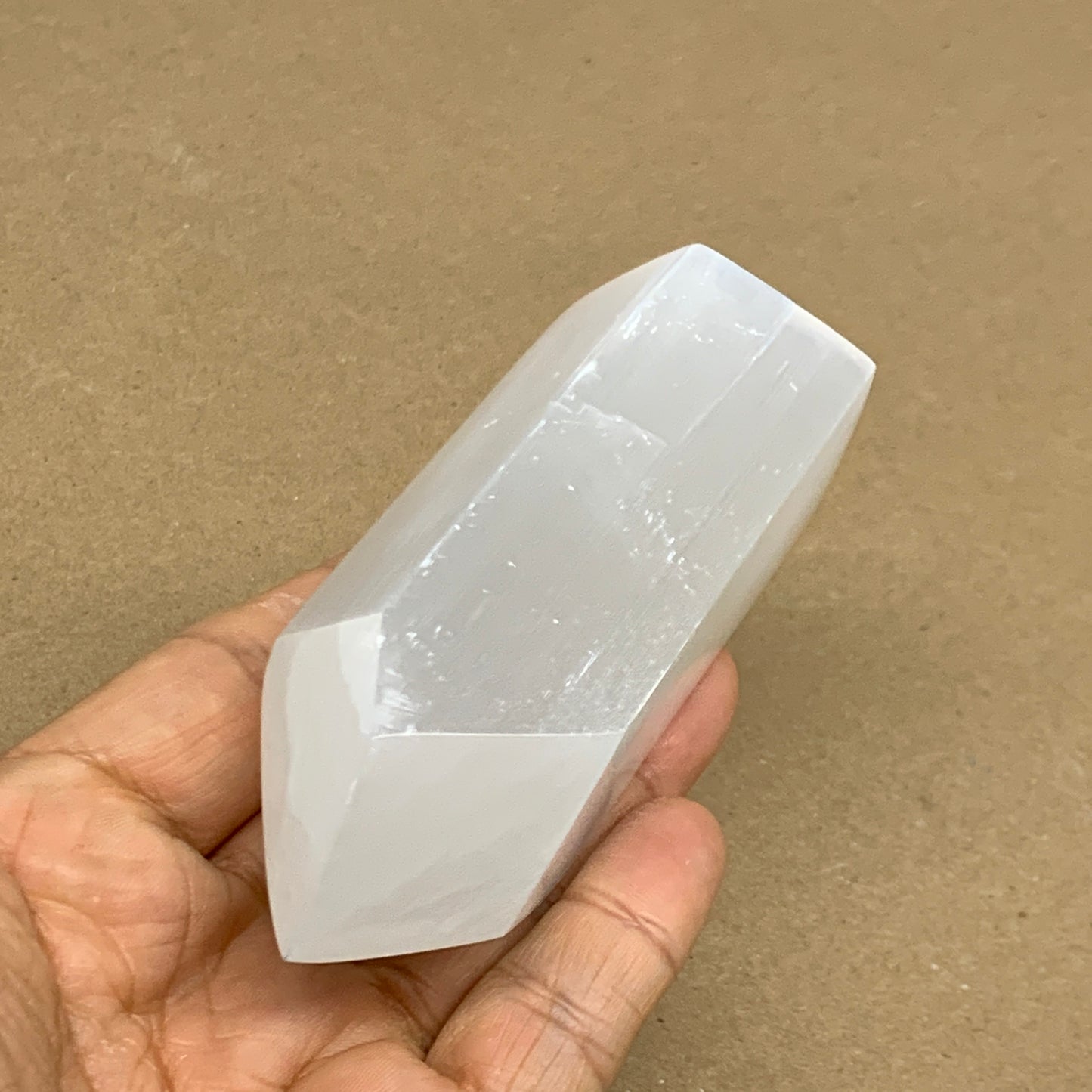 191g, 3.8"x1.5", Selenite (Satin Spar) Crystal Tower Point, B36021