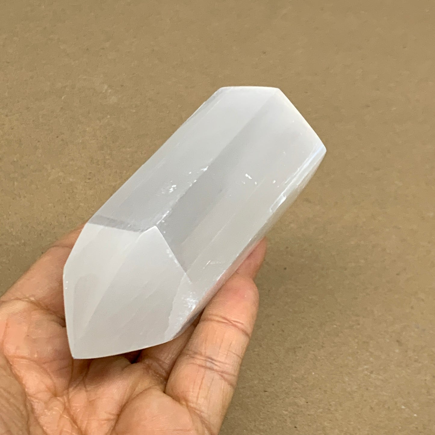 191g, 3.8"x1.5", Selenite (Satin Spar) Crystal Tower Point, B36021