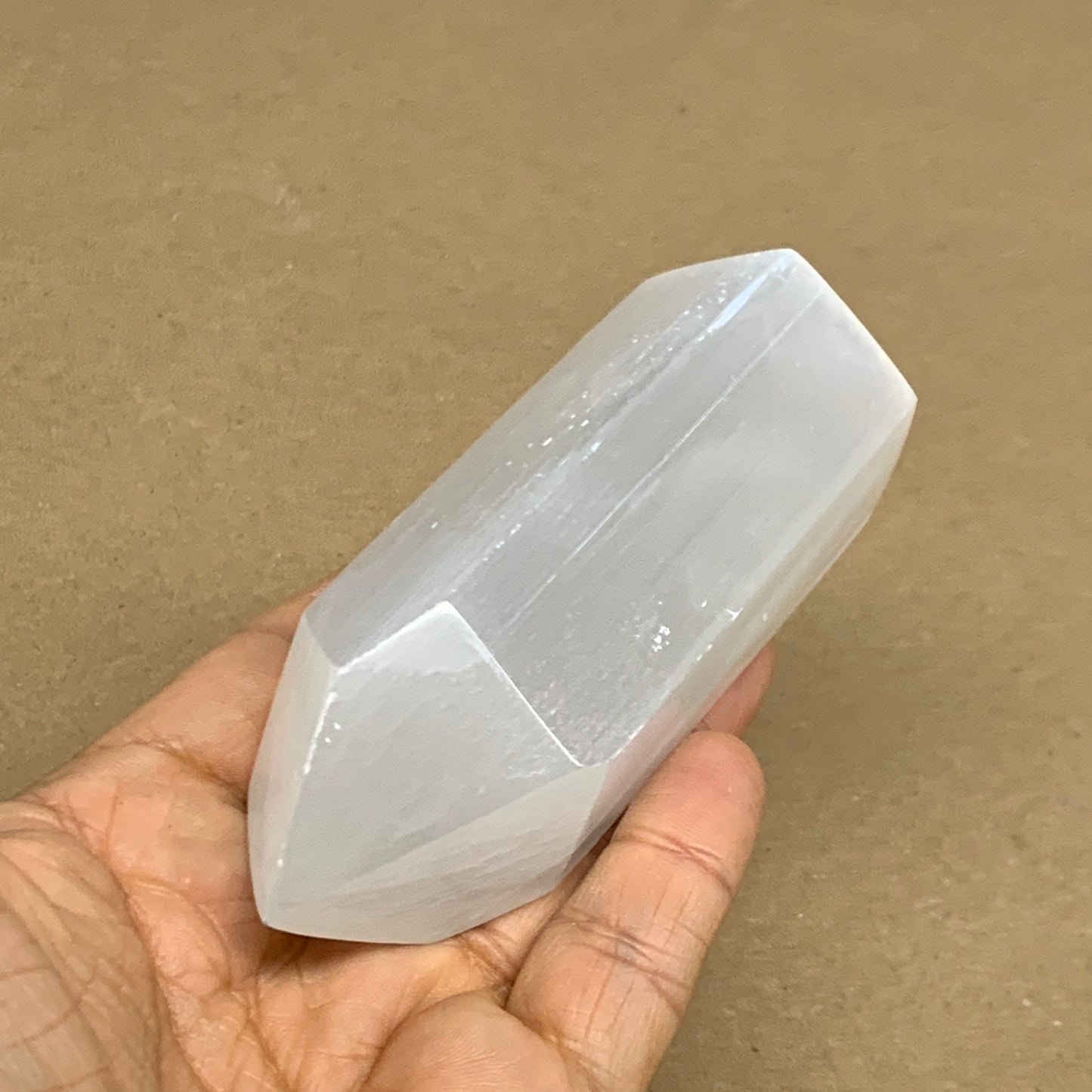 191g, 3.8"x1.5", Selenite (Satin Spar) Crystal Tower Point, B36021