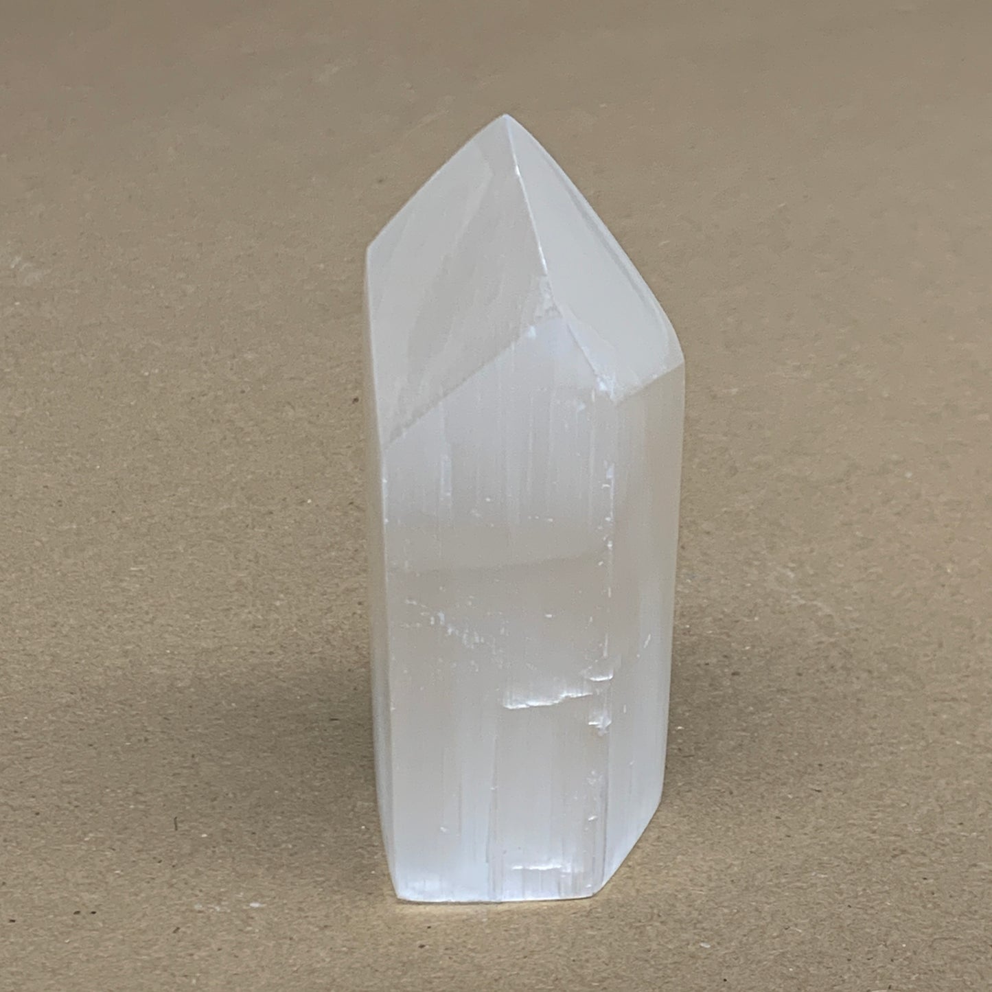 191g, 3.8"x1.5", Selenite (Satin Spar) Crystal Tower Point, B36021