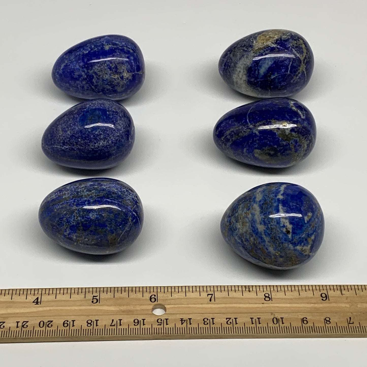 1.4 lbs (635g), 1.8" - 2", 6pcs, Lapis Lazuli Eggs Gemstones, B30455