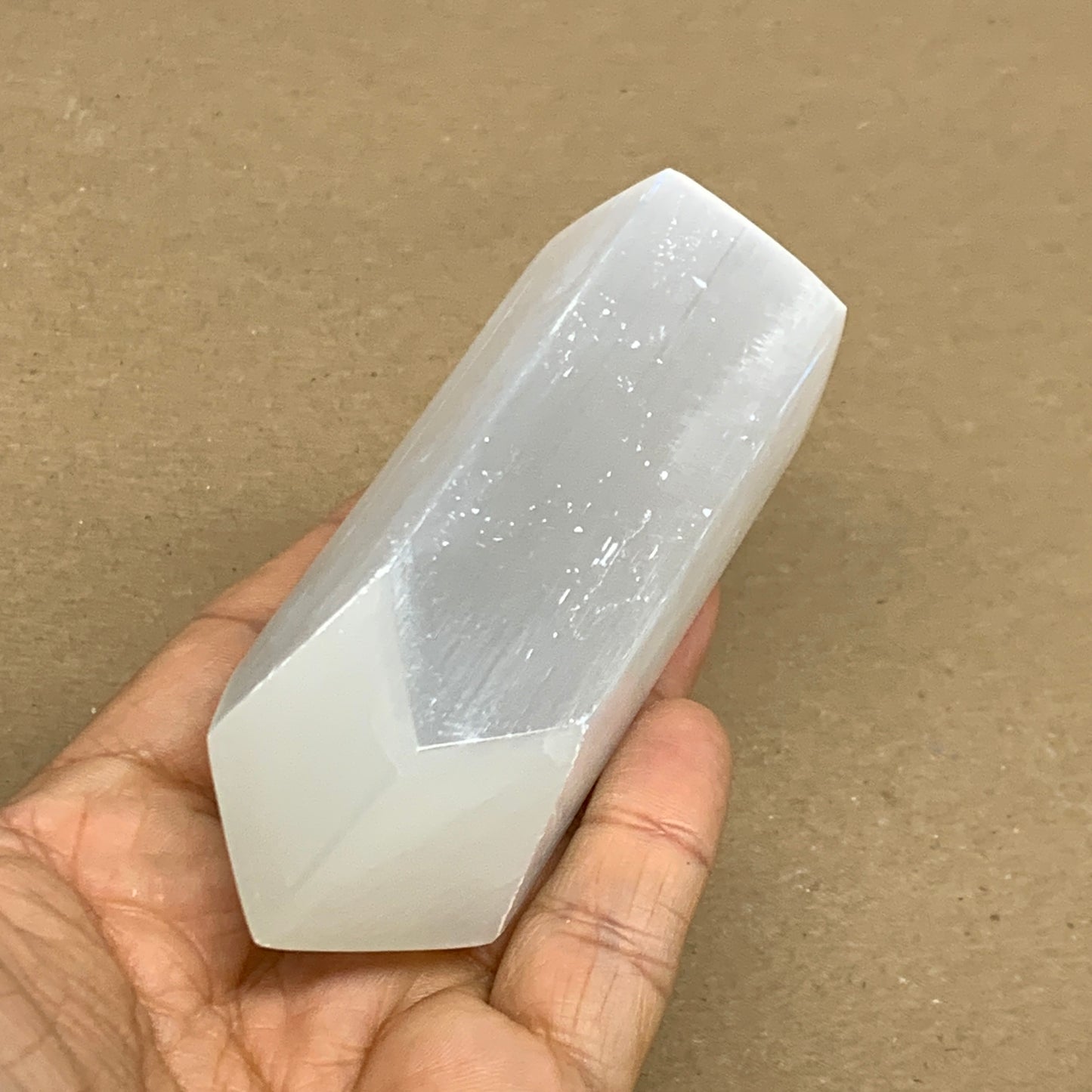 186g, 3.8"x1.5", Selenite (Satin Spar) Crystal Tower Point, B36029