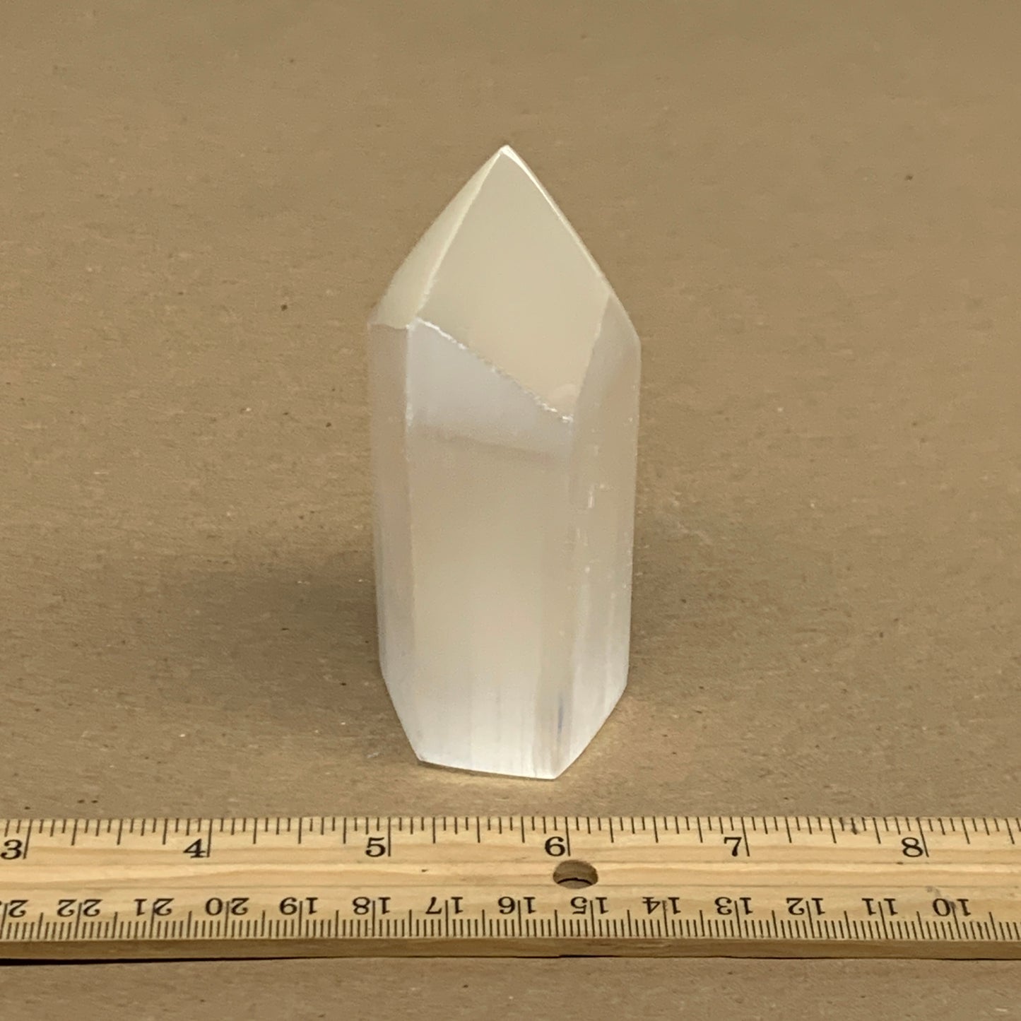 186g, 3.8"x1.5", Selenite (Satin Spar) Crystal Tower Point, B36029