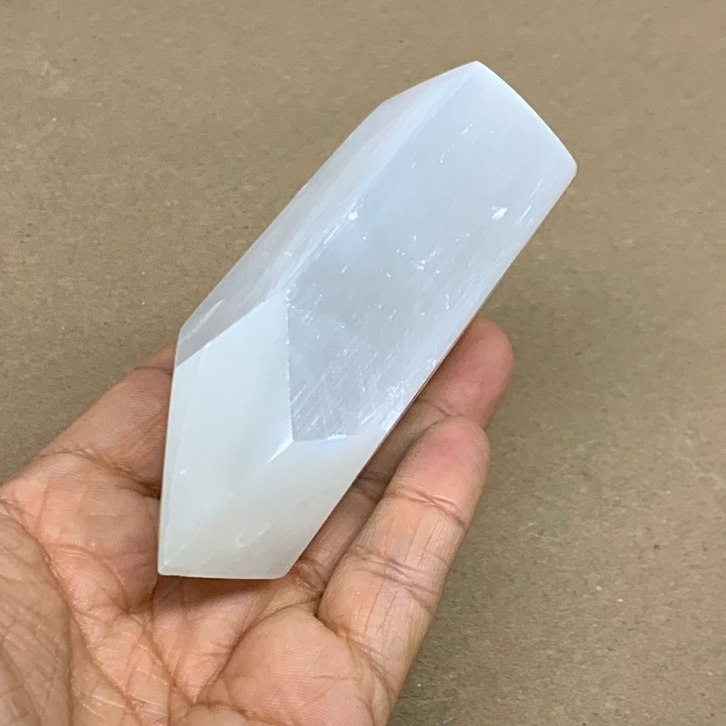 198g, 4"x1.6", Selenite (Satin Spar) Crystal Tower Point, B36031