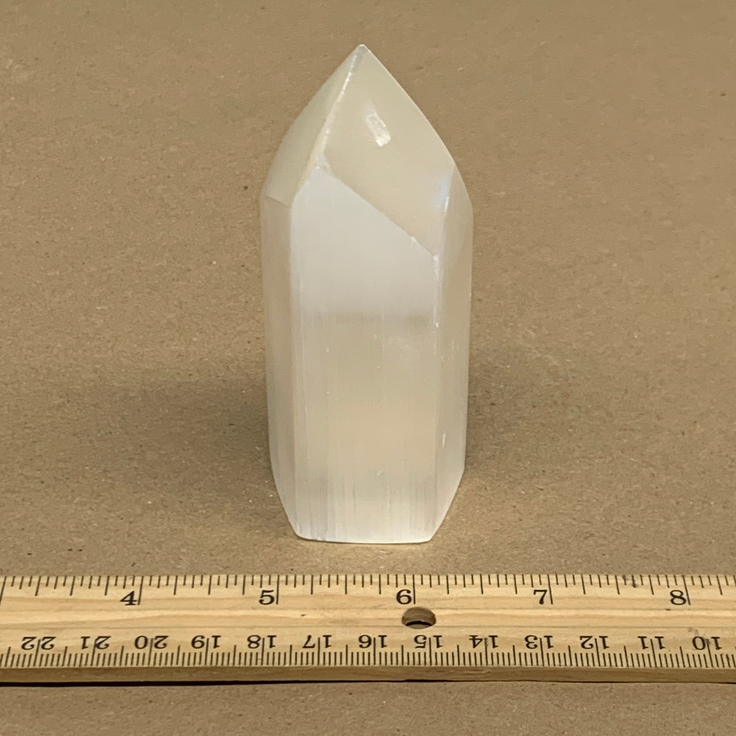 198g, 4"x1.6", Selenite (Satin Spar) Crystal Tower Point, B36031