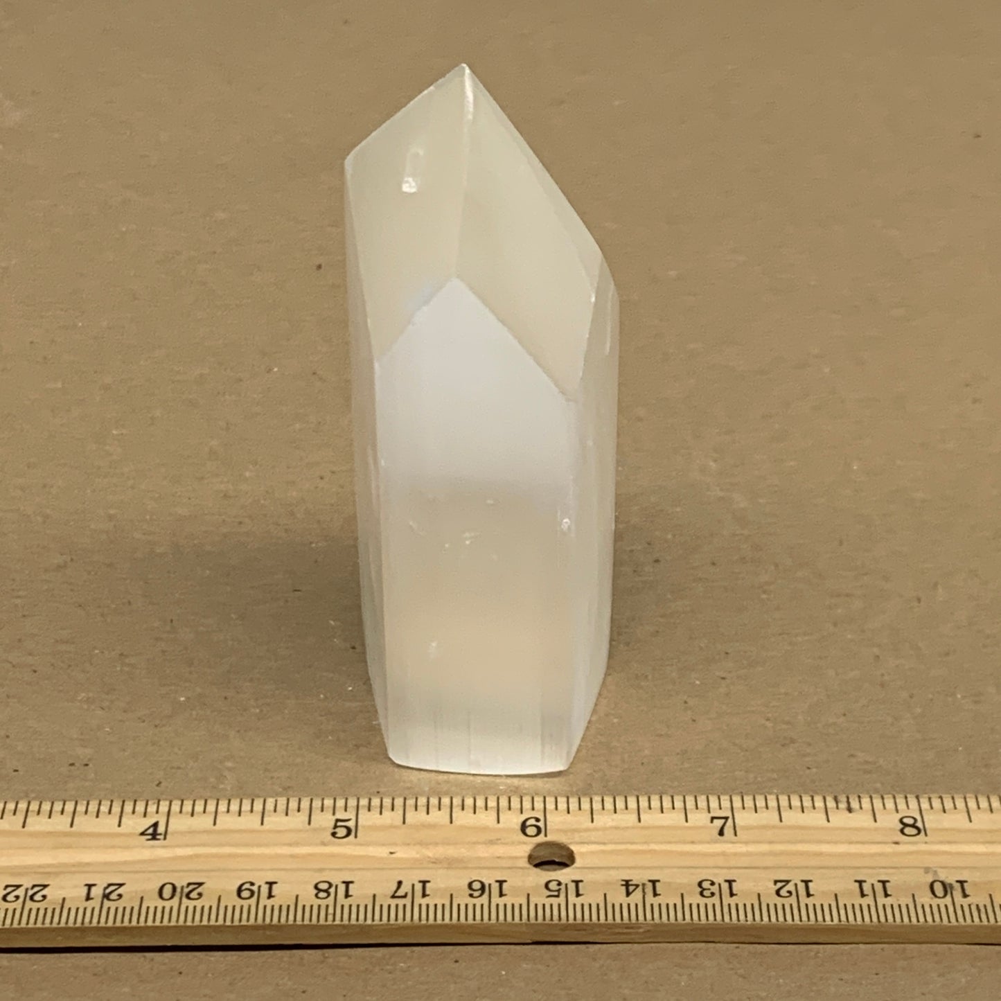 198g, 4"x1.6", Selenite (Satin Spar) Crystal Tower Point, B36031