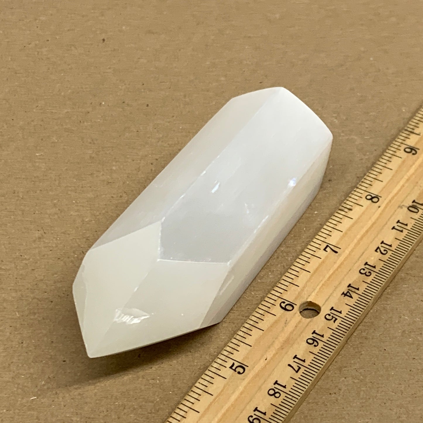 198g, 4"x1.6", Selenite (Satin Spar) Crystal Tower Point, B36031