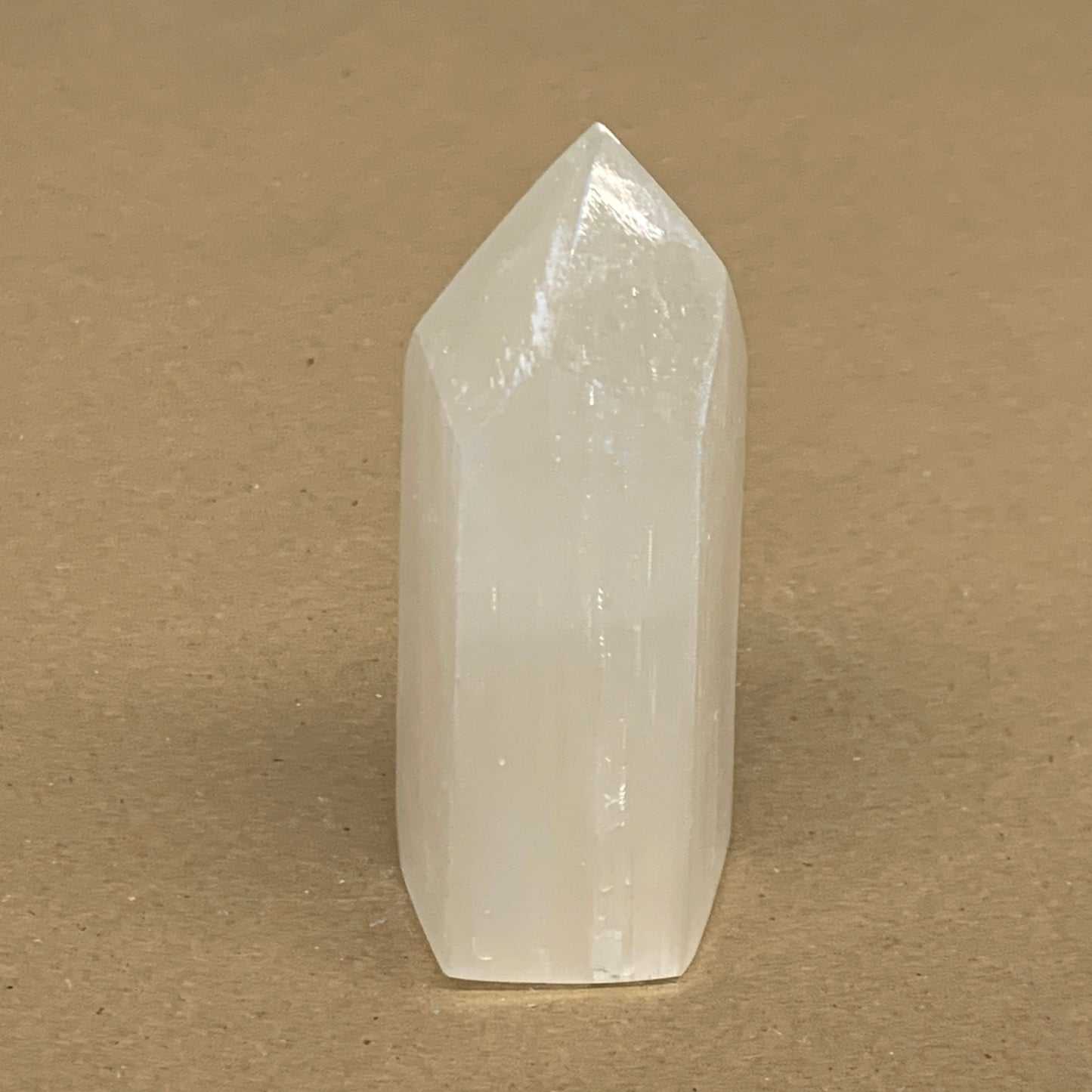 196g, 3.8"x1.6", Selenite (Satin Spar) Crystal Tower Point, B36032