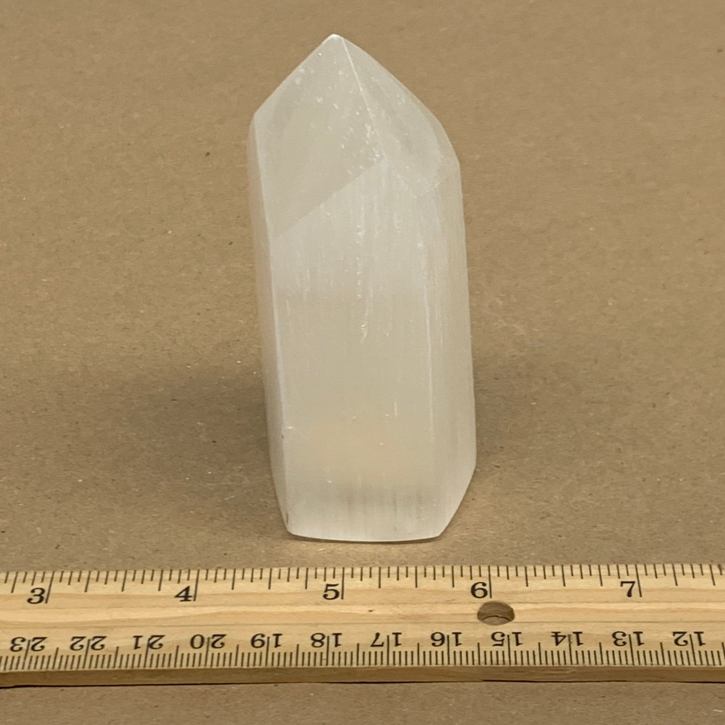 196g, 3.8"x1.6", Selenite (Satin Spar) Crystal Tower Point, B36032