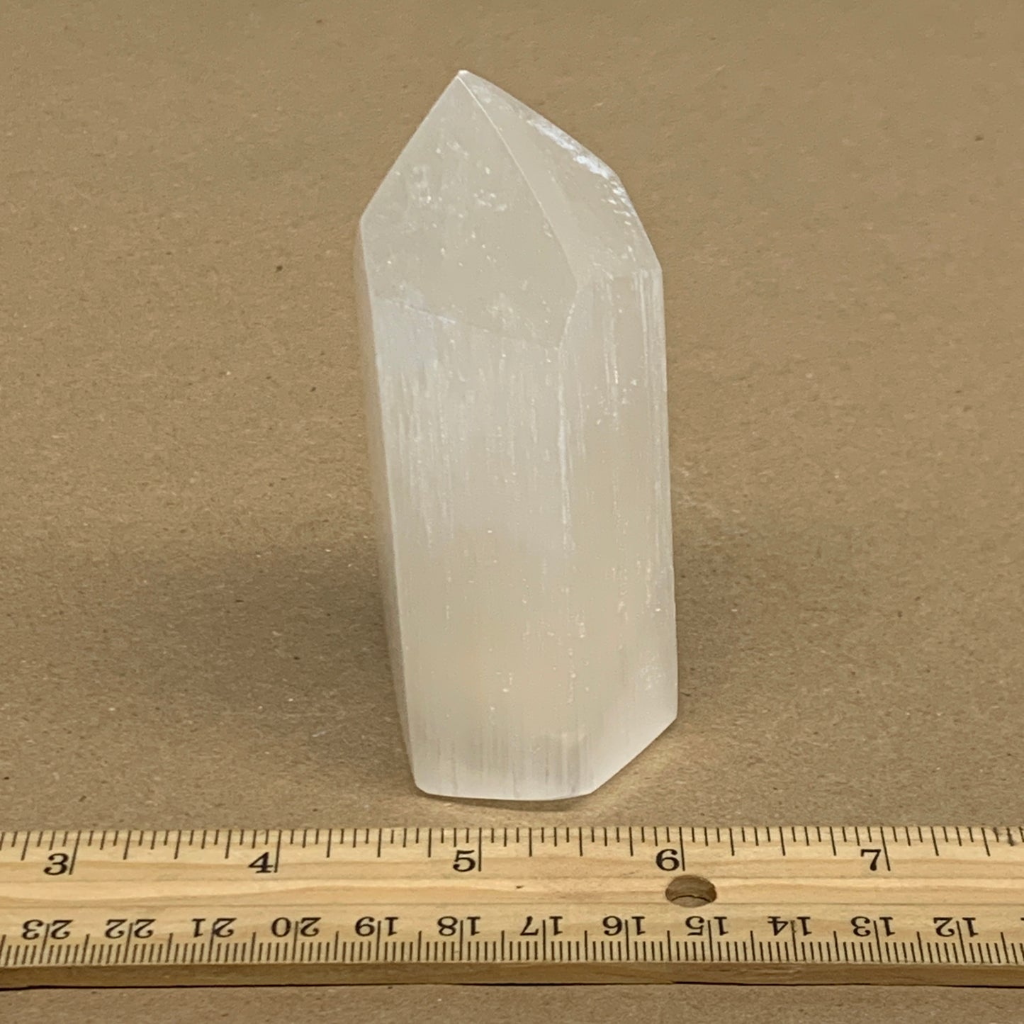 196g, 3.8"x1.6", Selenite (Satin Spar) Crystal Tower Point, B36032