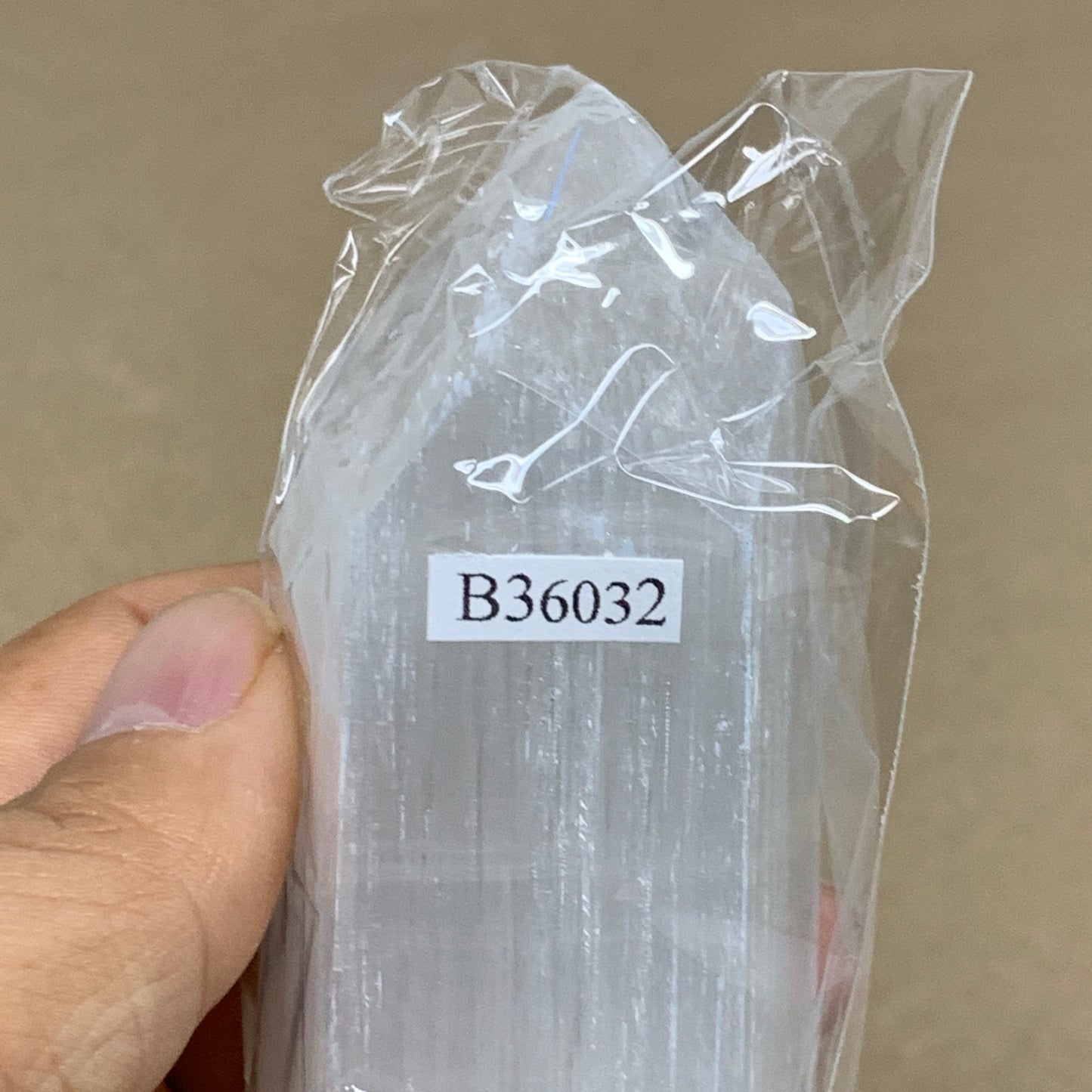 196g, 3.8"x1.6", Selenite (Satin Spar) Crystal Tower Point, B36032