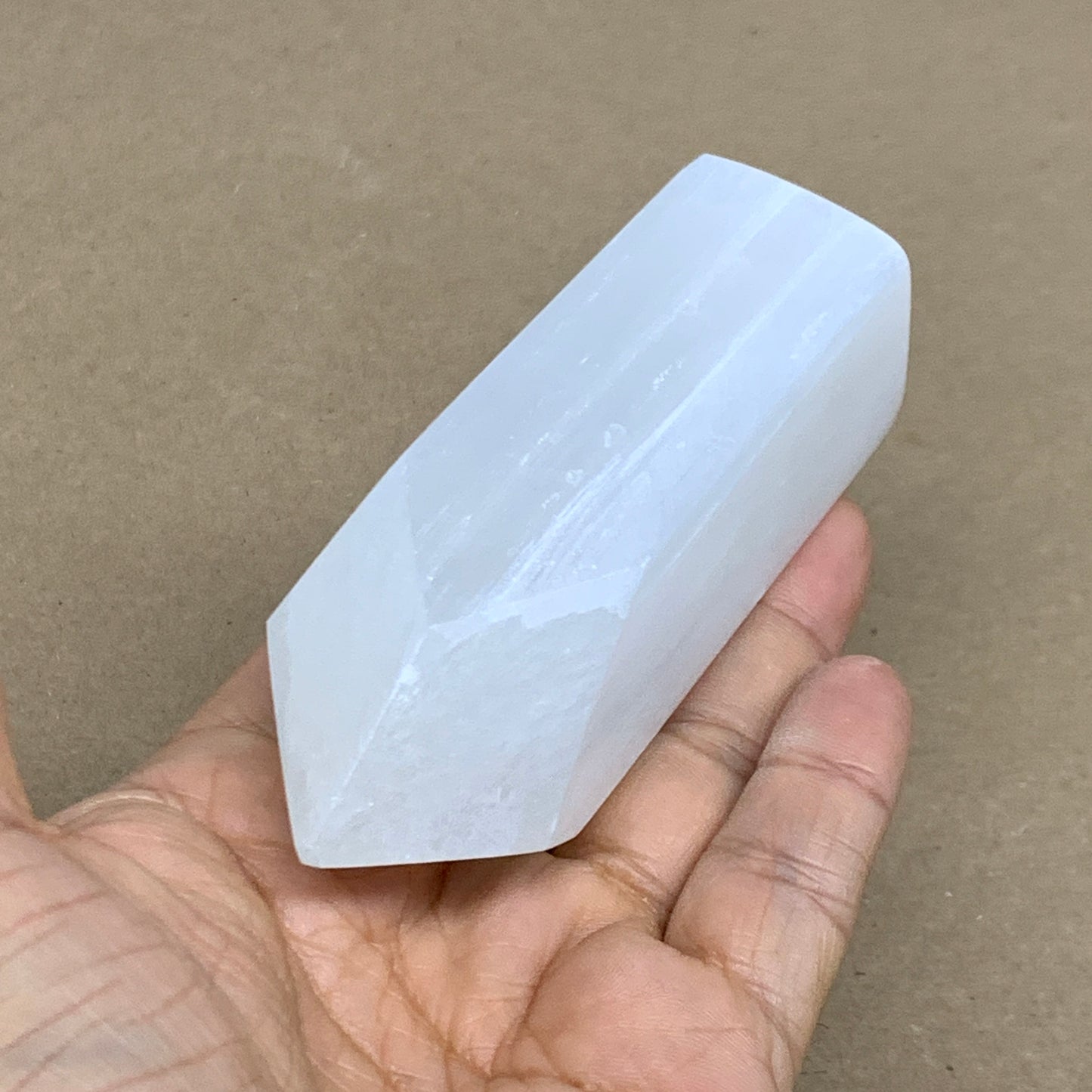 197g, 3.9"x1.7", Selenite (Satin Spar) Crystal Tower Point, B36033