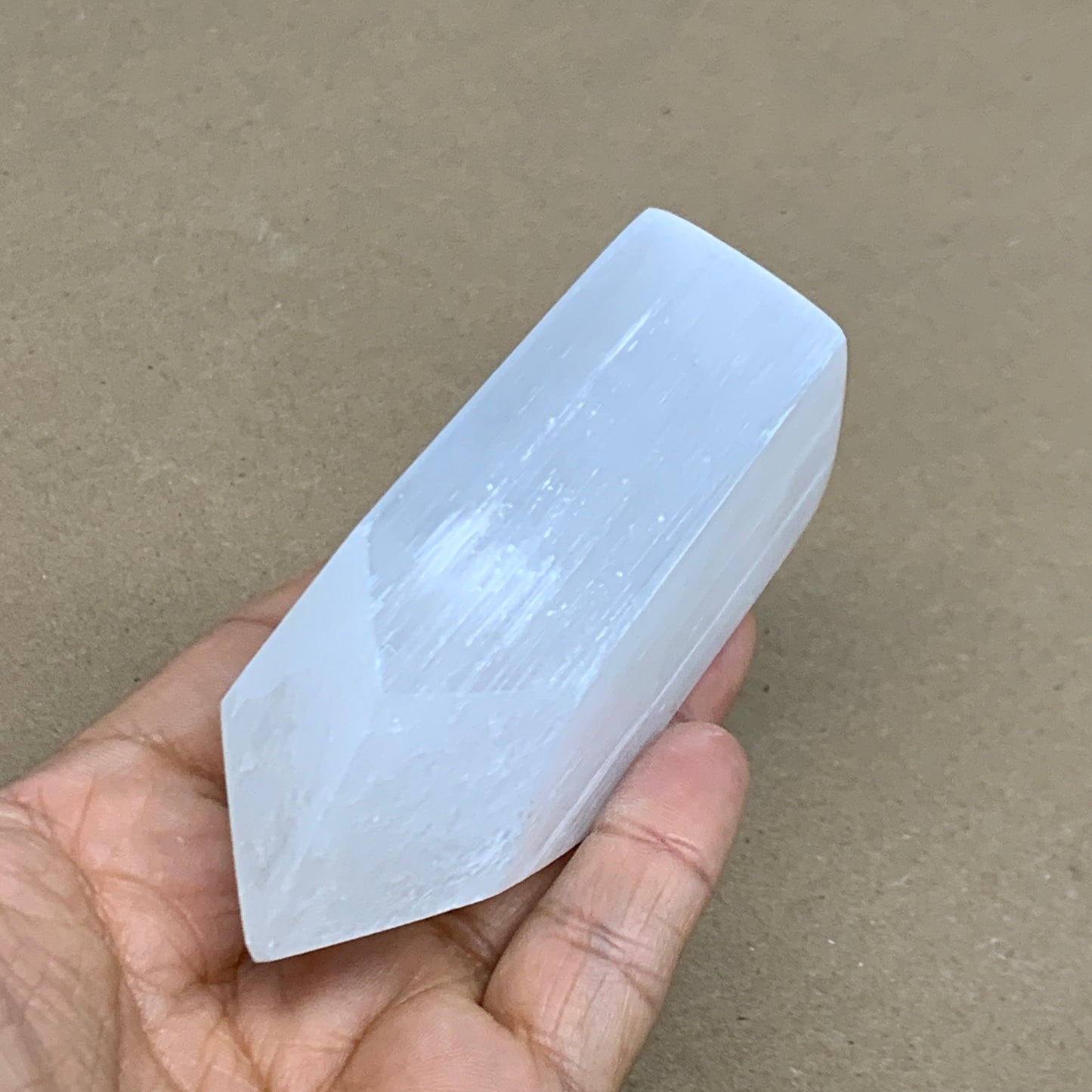 197g, 3.9"x1.7", Selenite (Satin Spar) Crystal Tower Point, B36033