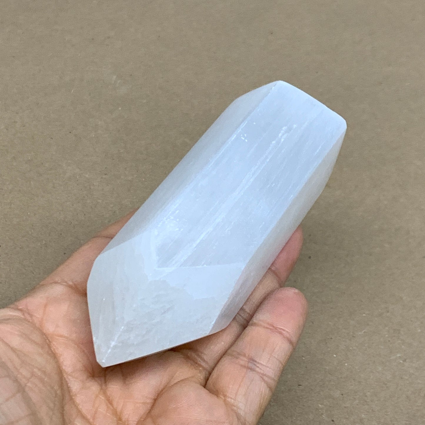 197g, 3.9"x1.7", Selenite (Satin Spar) Crystal Tower Point, B36033