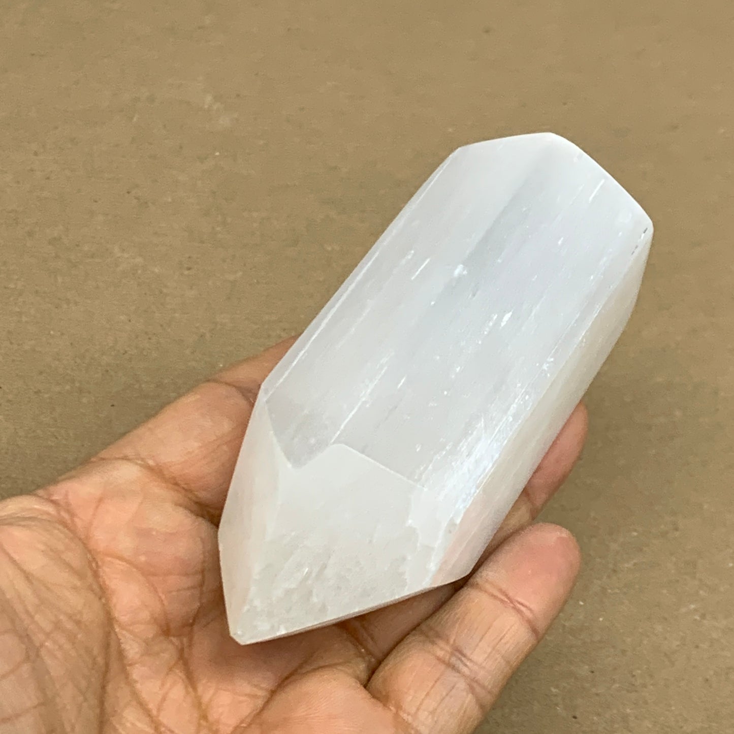 197g, 3.9"x1.7", Selenite (Satin Spar) Crystal Tower Point, B36033