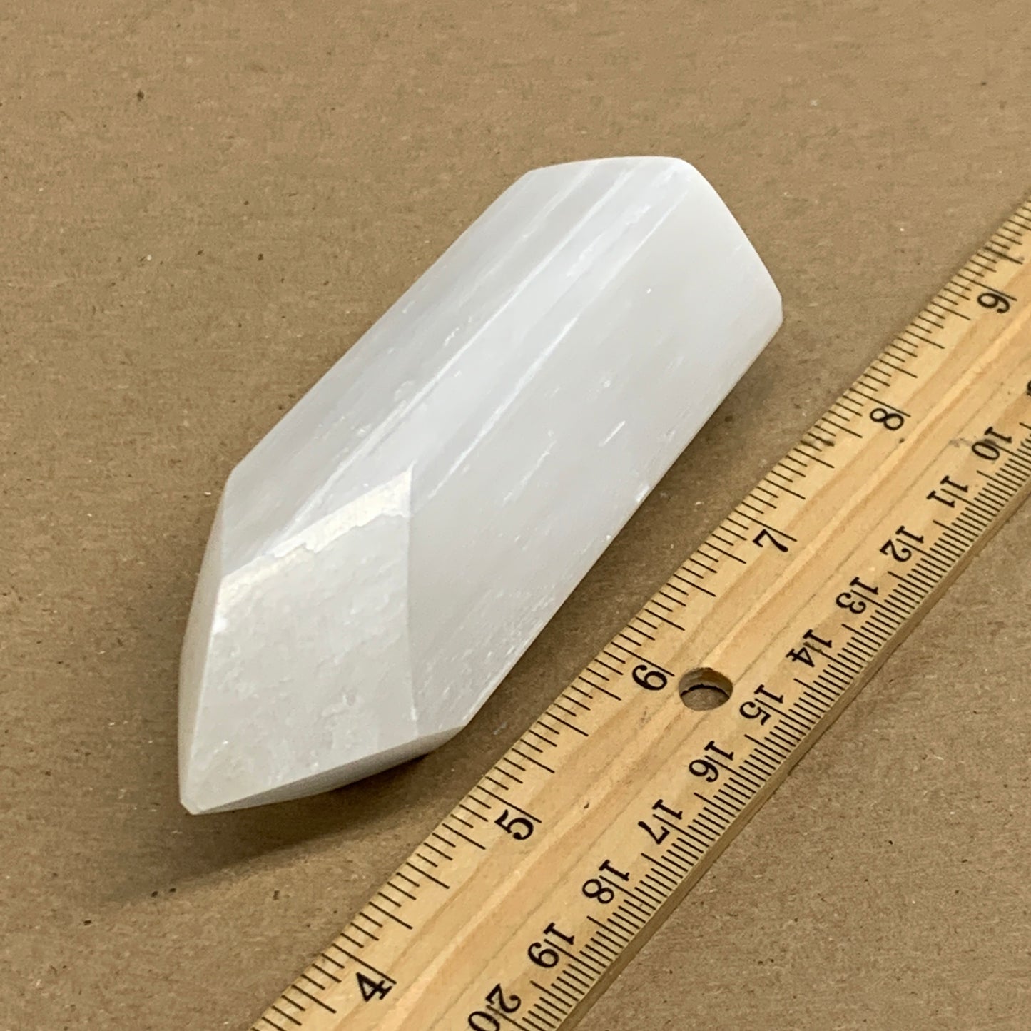 197g, 3.9"x1.7", Selenite (Satin Spar) Crystal Tower Point, B36033