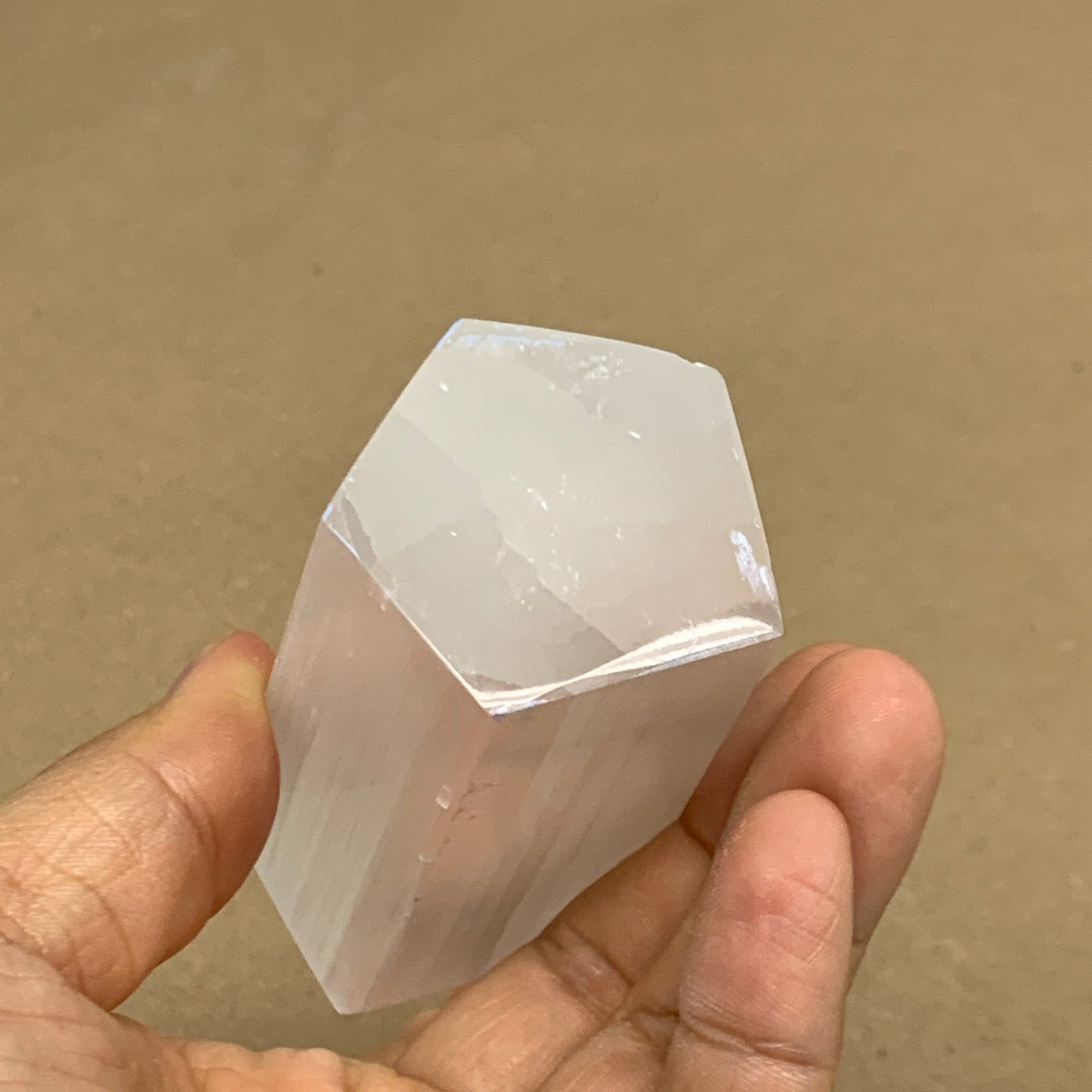 202g, 3.8"x1.6", Selenite (Satin Spar) Crystal Tower Point, B36034