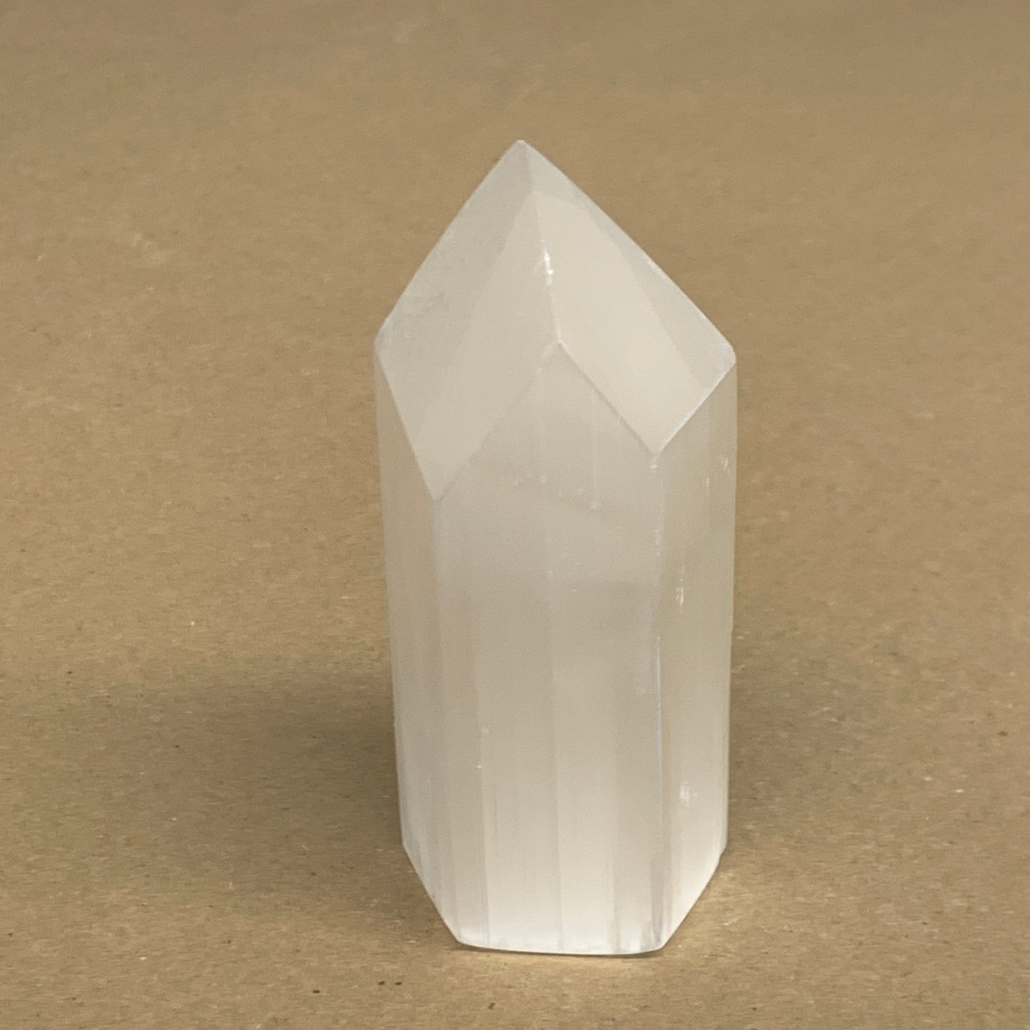 202g, 3.8"x1.6", Selenite (Satin Spar) Crystal Tower Point, B36034